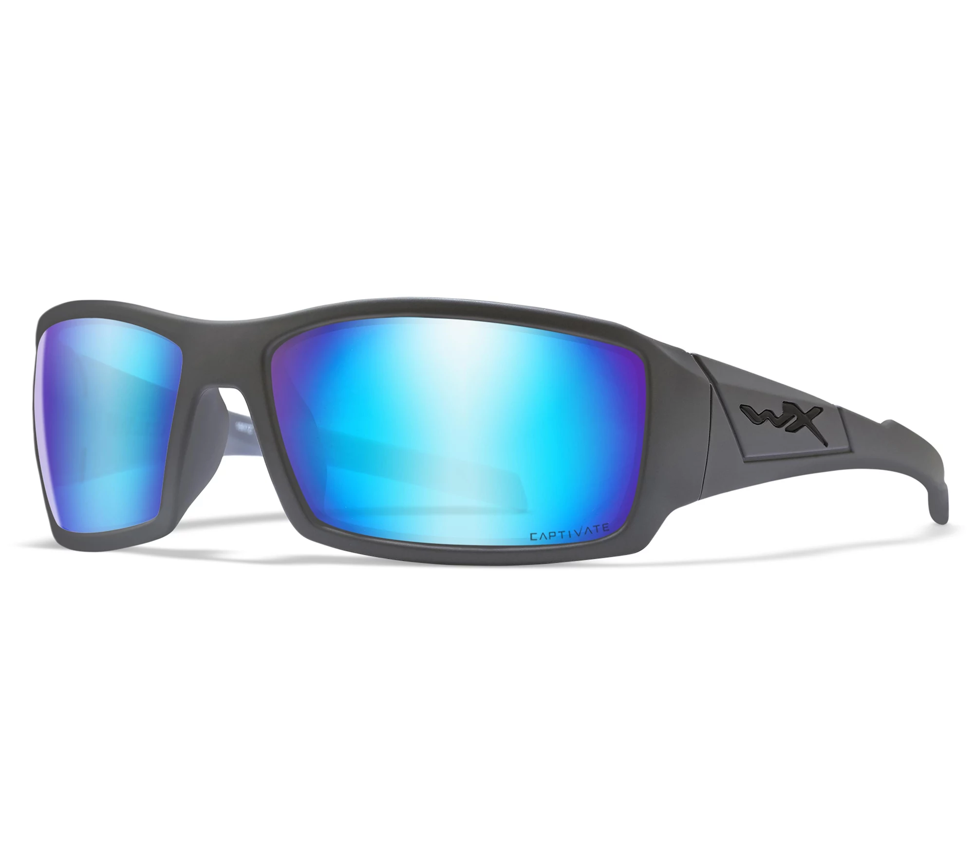 Wiley X Men's Twisted -Captivate Polarized Blu e Mirror & Grey