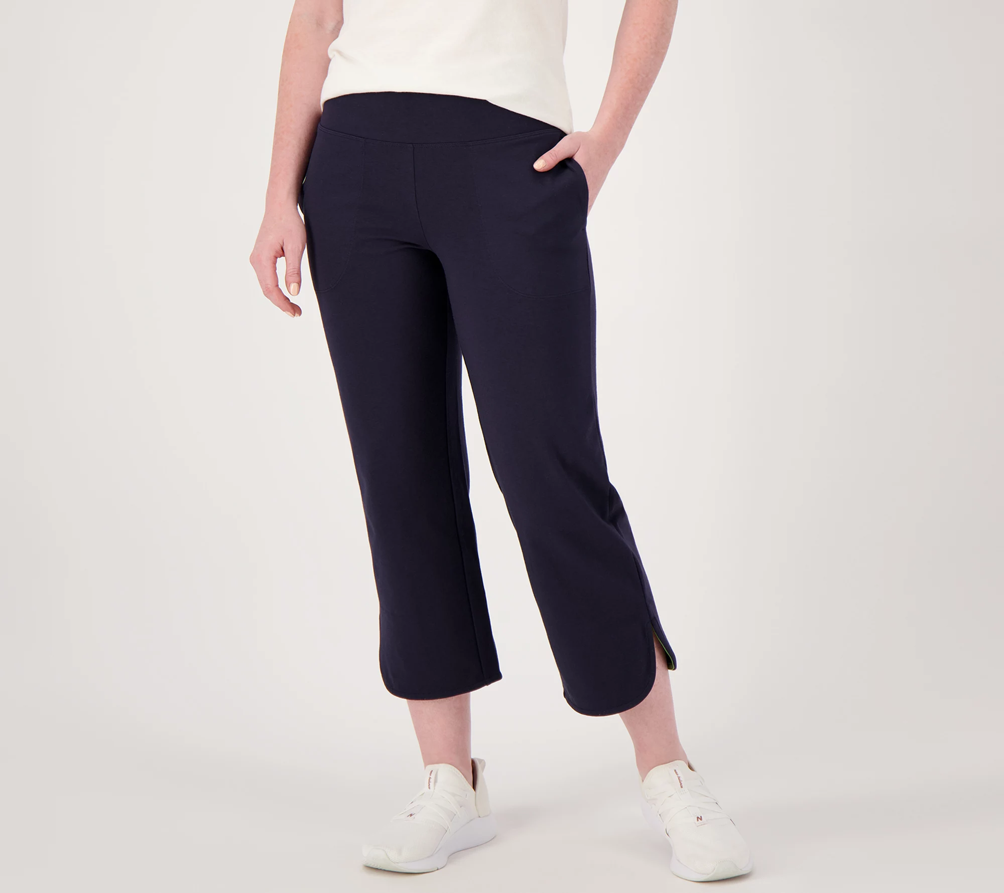 Women with Control Regular Cotton Jersey Tulip Hem Cropped Pants