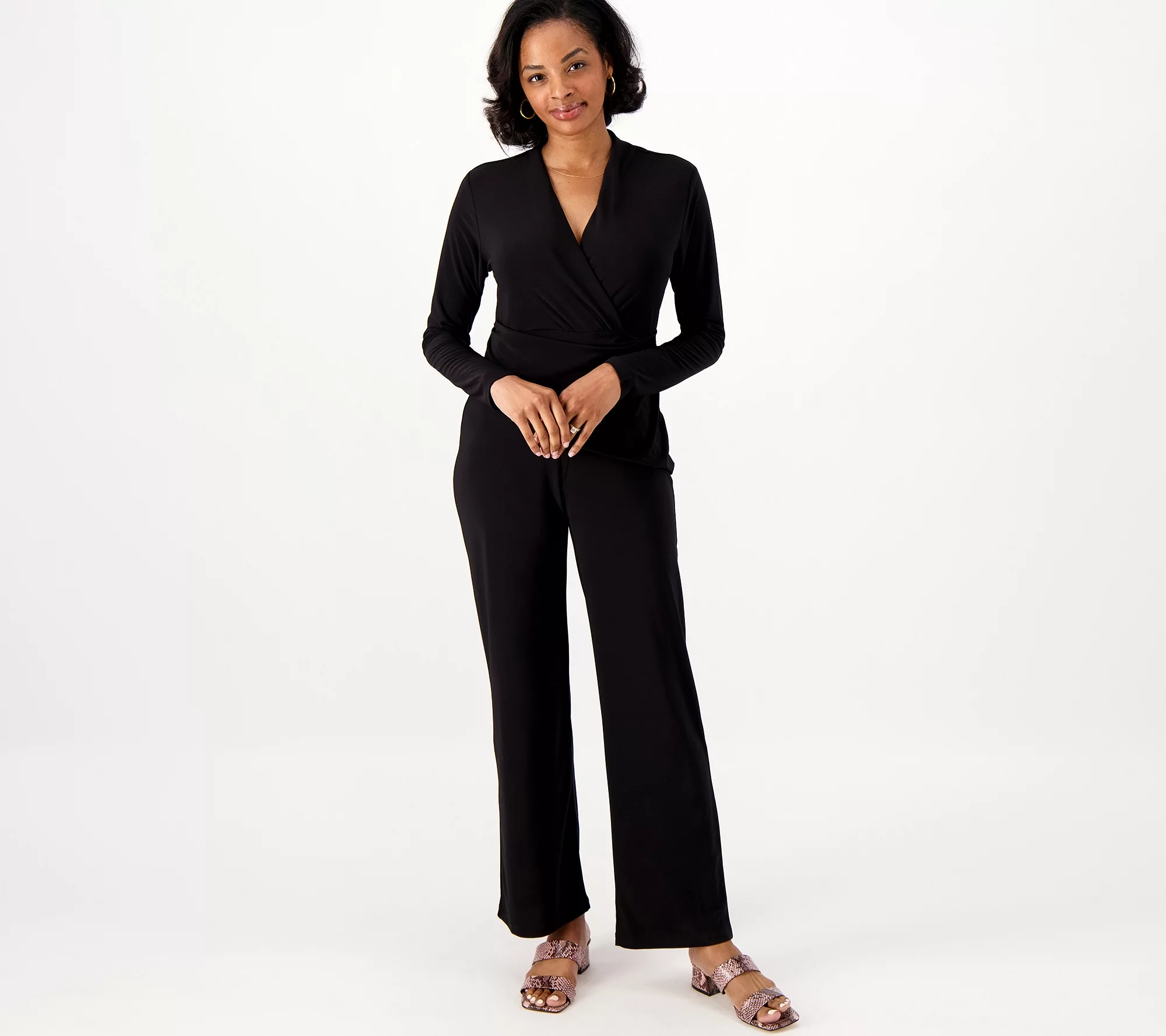 "As Is" Attitudes by Renee Petite Mock Wrap Waist Jumpsuit