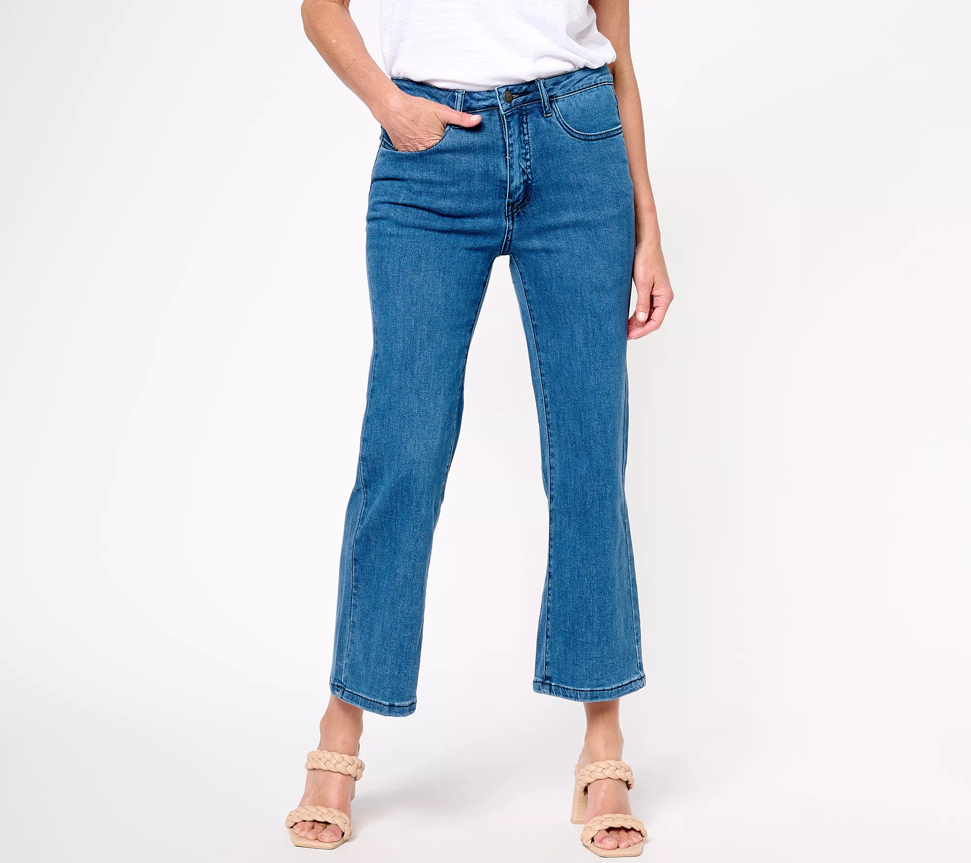 Women with Control Petite Wonder Denim Wide Leg Crop Jeans