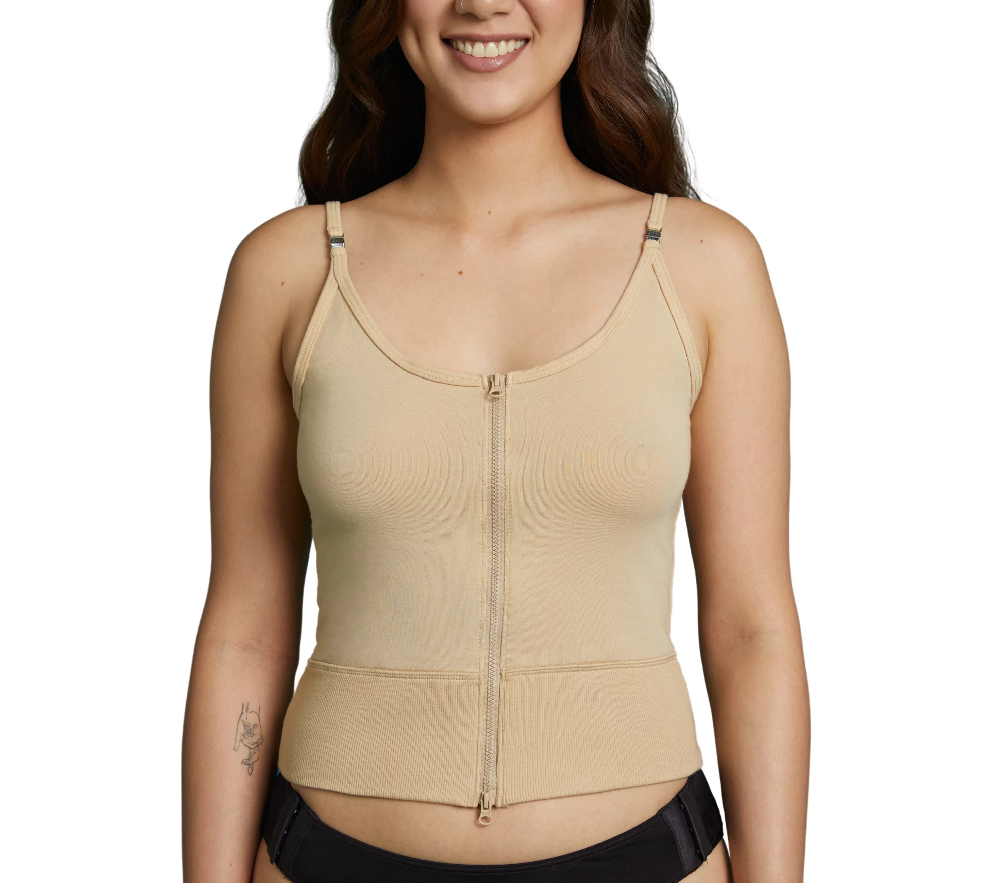 Slick Chicks Front Zip Cami Beige