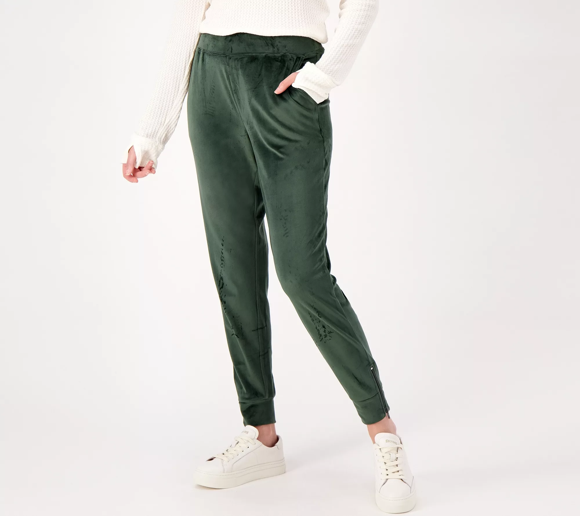 "As Is" Anybody Matte Velour Pull On Pant with Zipper Detail