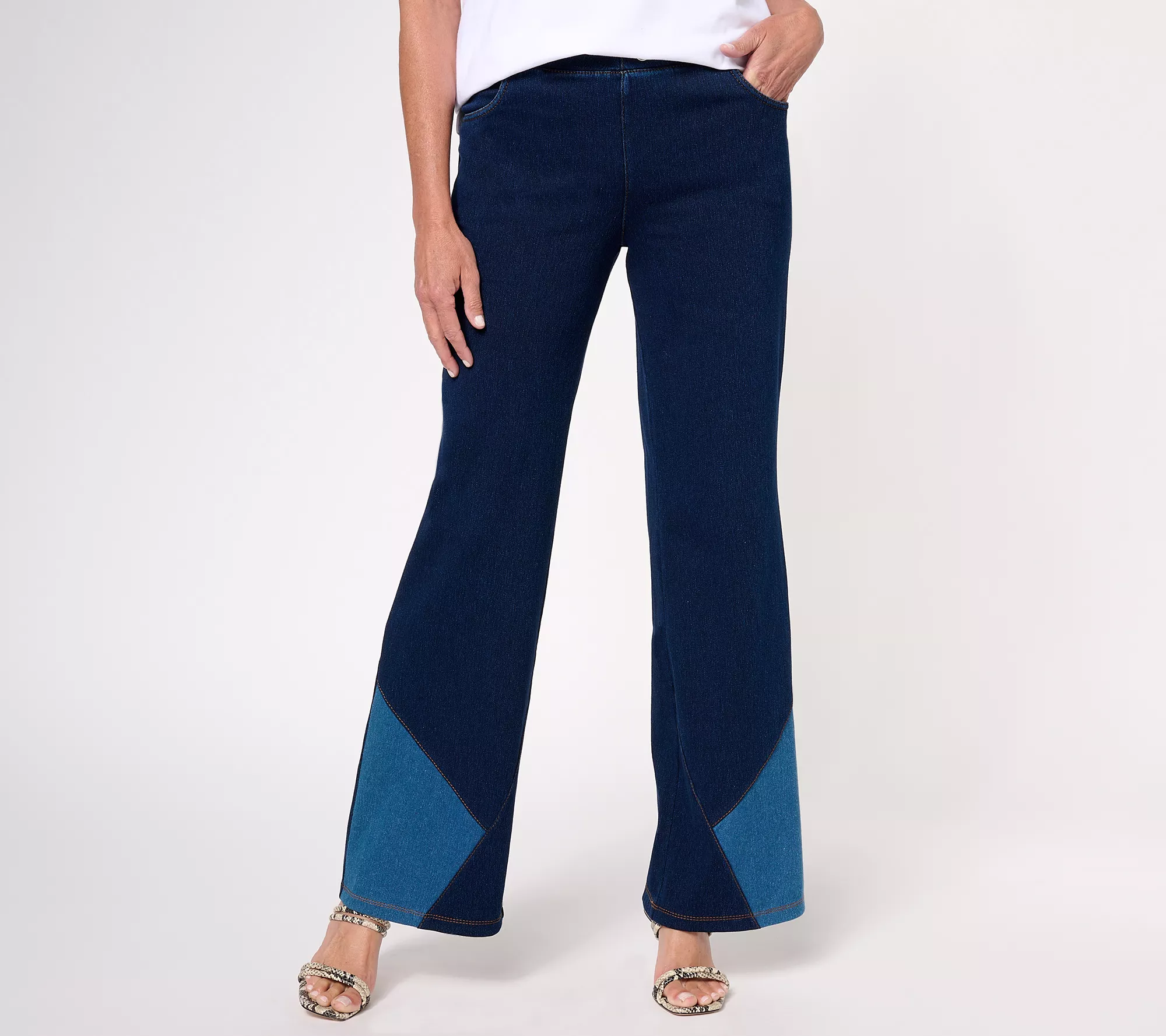 Women with Control Regular Prime Stretch Denim Contrast Hem Pant