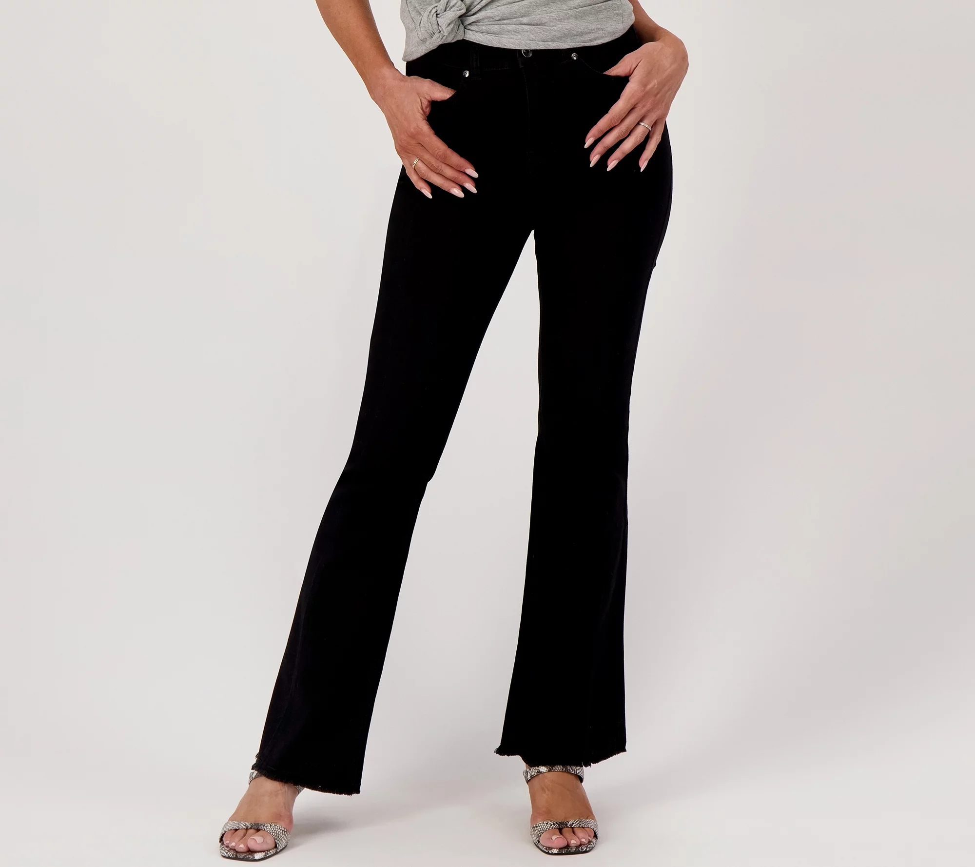 "As Is" All Worthy Hunter McGrady Tall Black Raw Hem Jeans