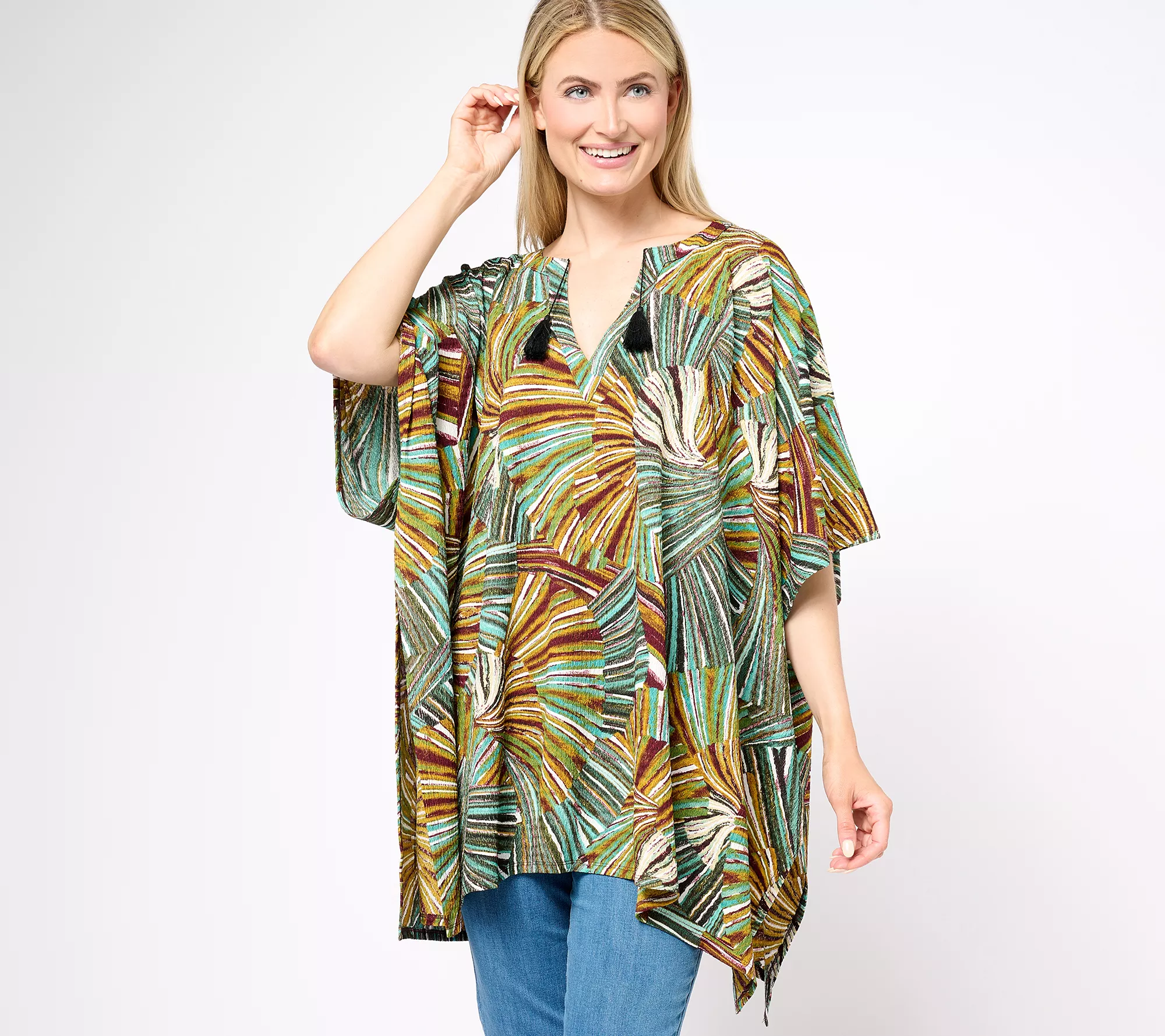 "As Is" Attitudes by Renee Global Illusions Tassel Poncho