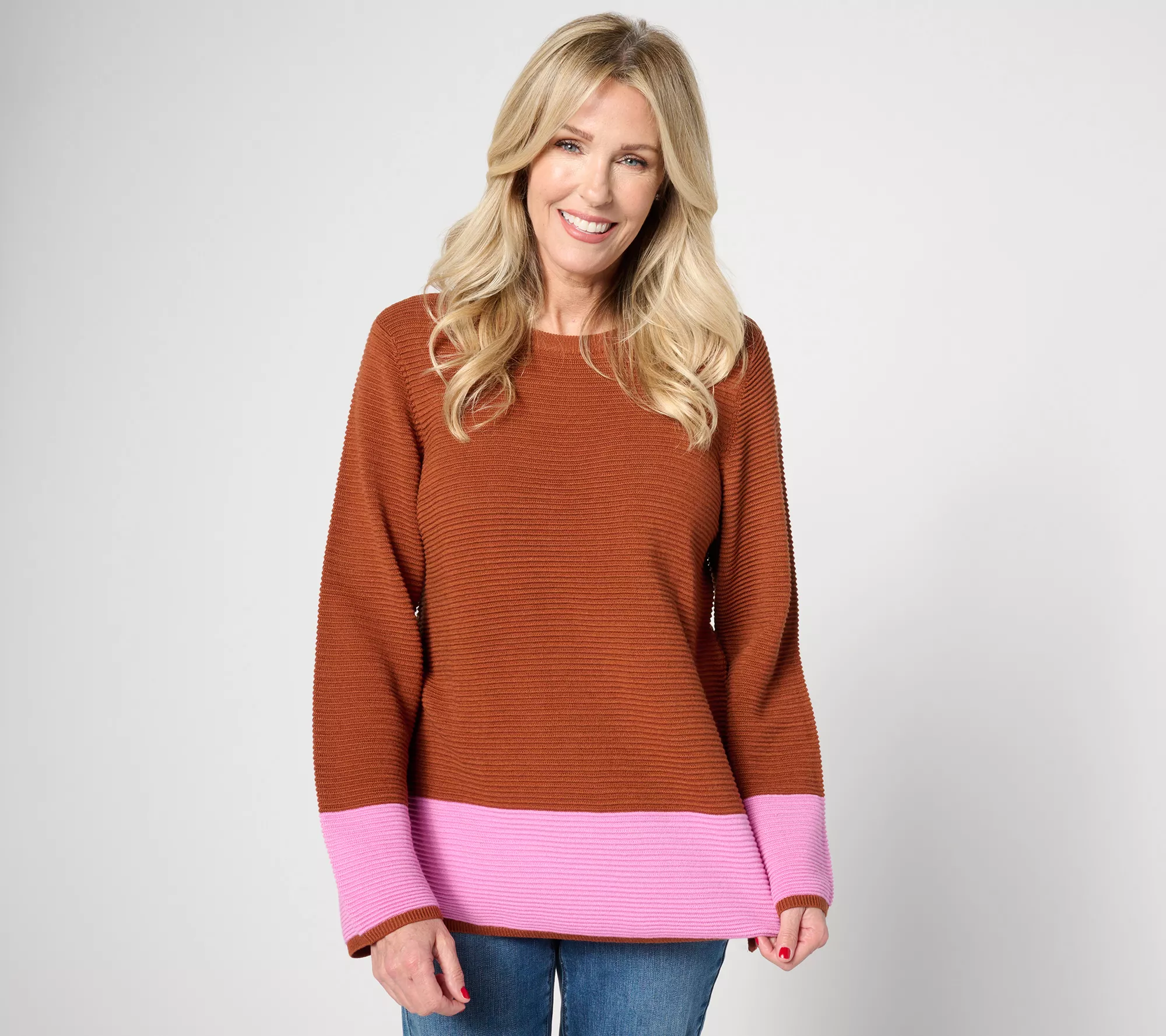 zuda EcoVero Color Blocked Sweater w/ Side Seam Zippers