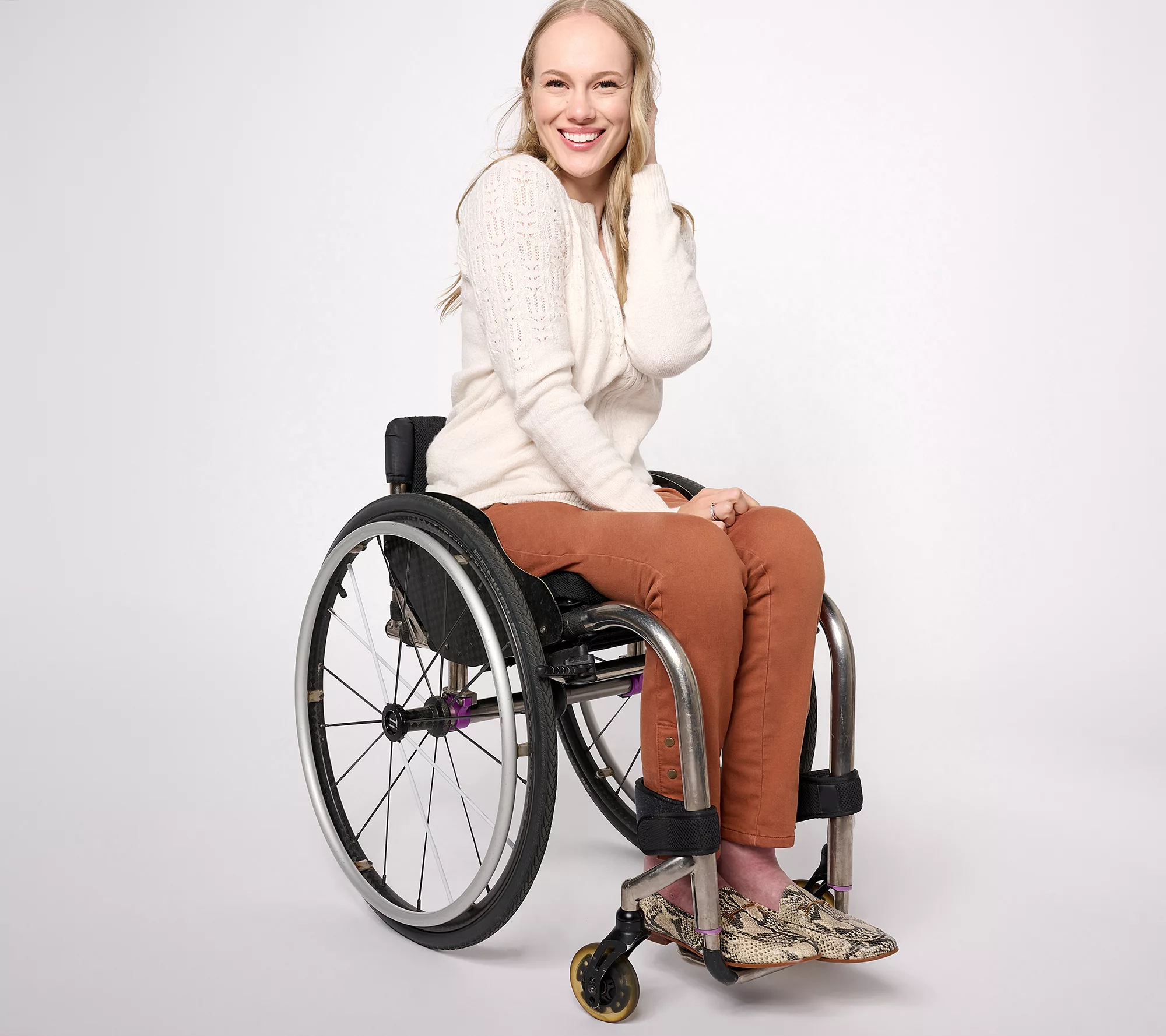 "As Is" Denim & Co. Adaptive Comfy Knit Slim Ankle Wheelchair Pant