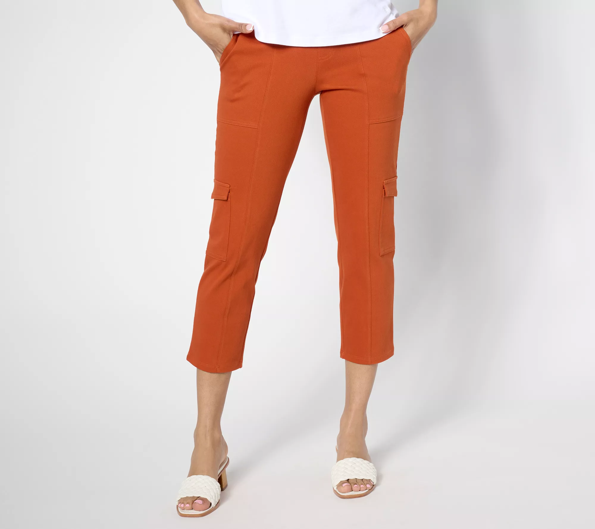 Women With Control Prime Stretch Denim Tall Cargo Crop Pant