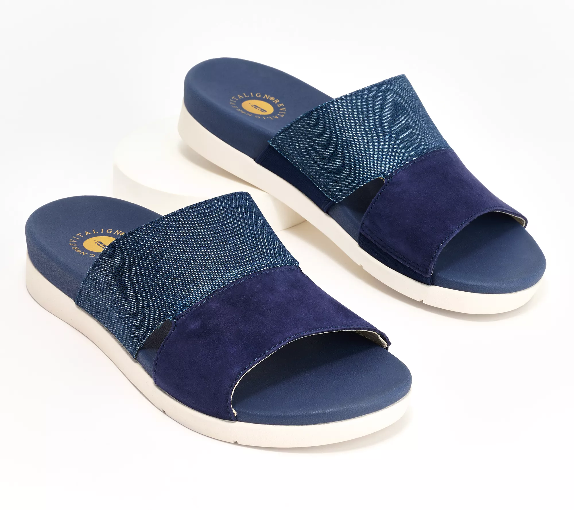 Revitalign Orthotic Suede Slide Sandals - Dawn Shimmer