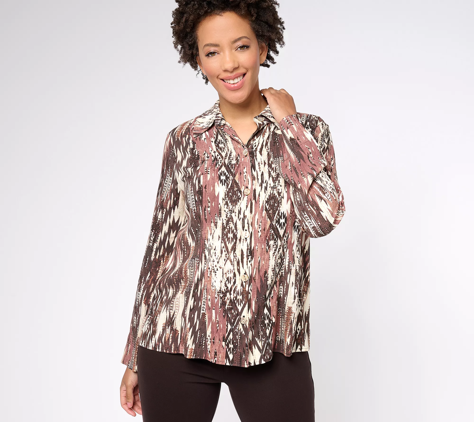 "As Is" Attitudes by Renee Godet Woven Button Front Shirt