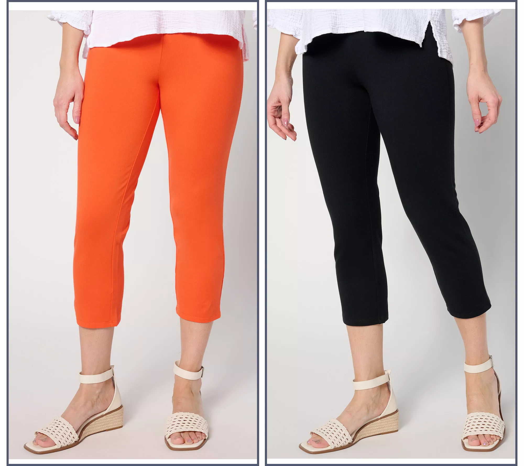 Women With Control Regular Set of 2 Slim Leg 86/14 Crop Pants