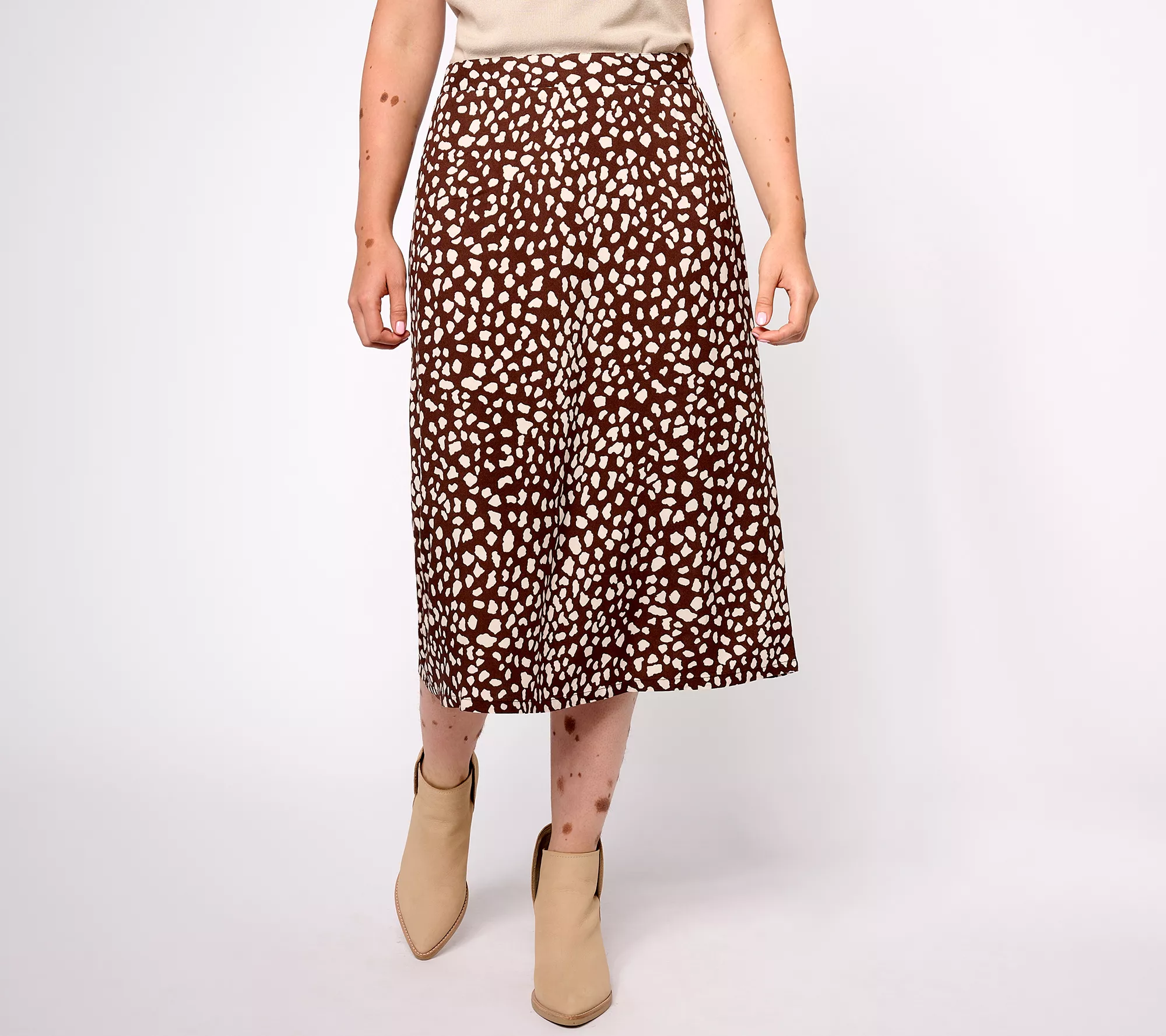 "As Is" AnyBody Regular Pull-On Printed Midi Skirt