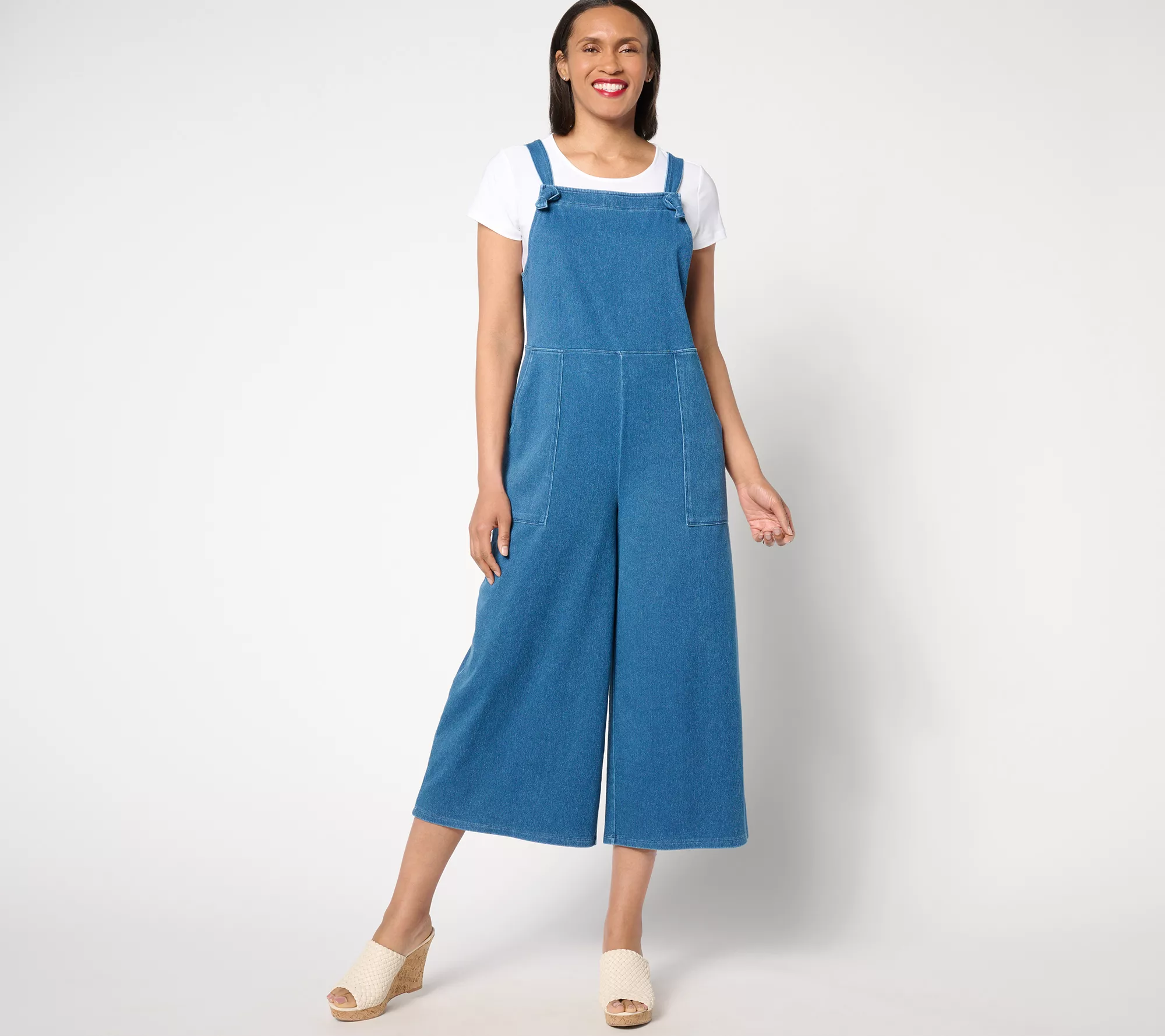 Women with Control Regular Prime Stretch 2 Denim Overalls with Tee