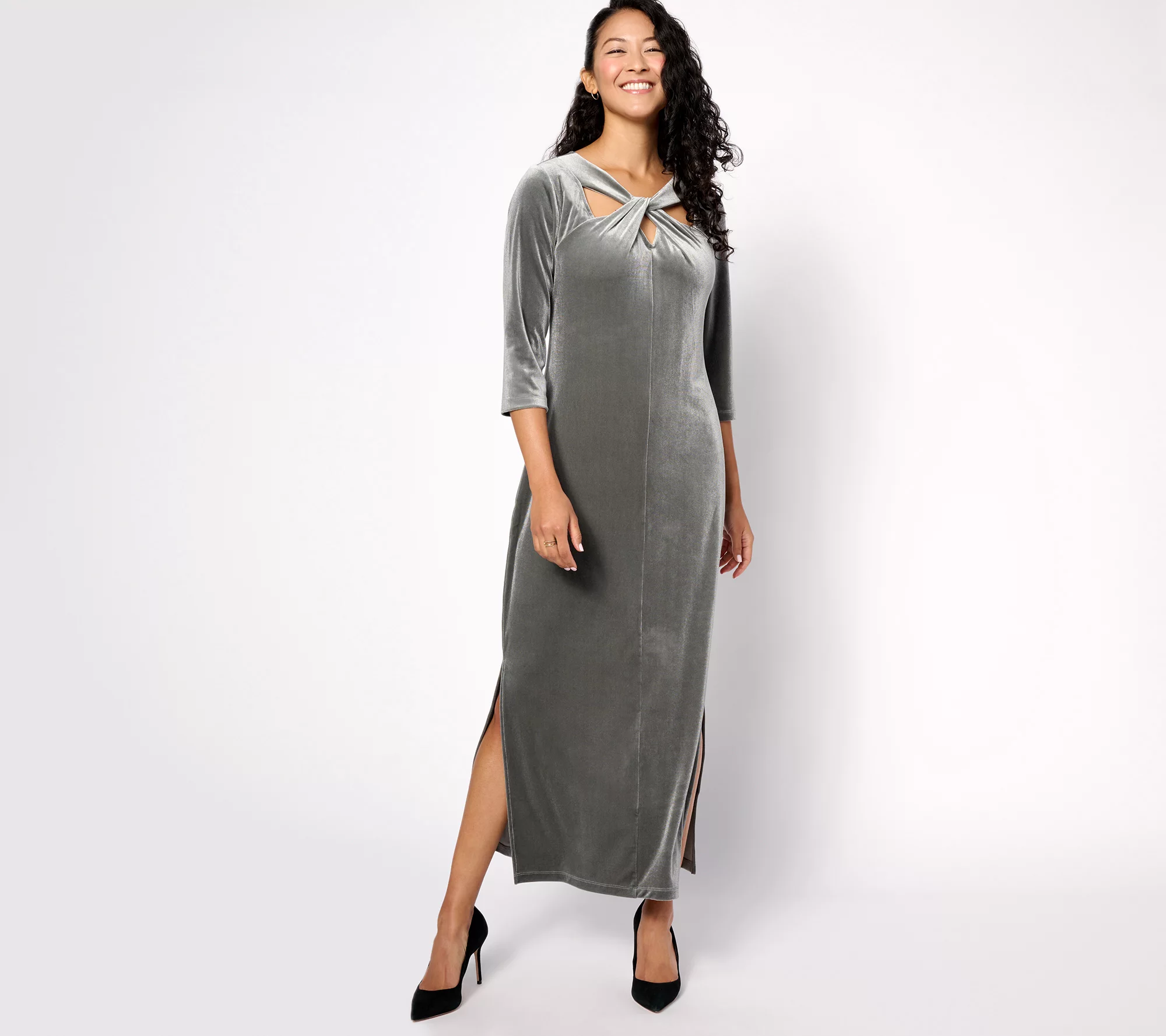 "As Is" Attitudes by Renee Petite Knit Velvet Maxi Dress