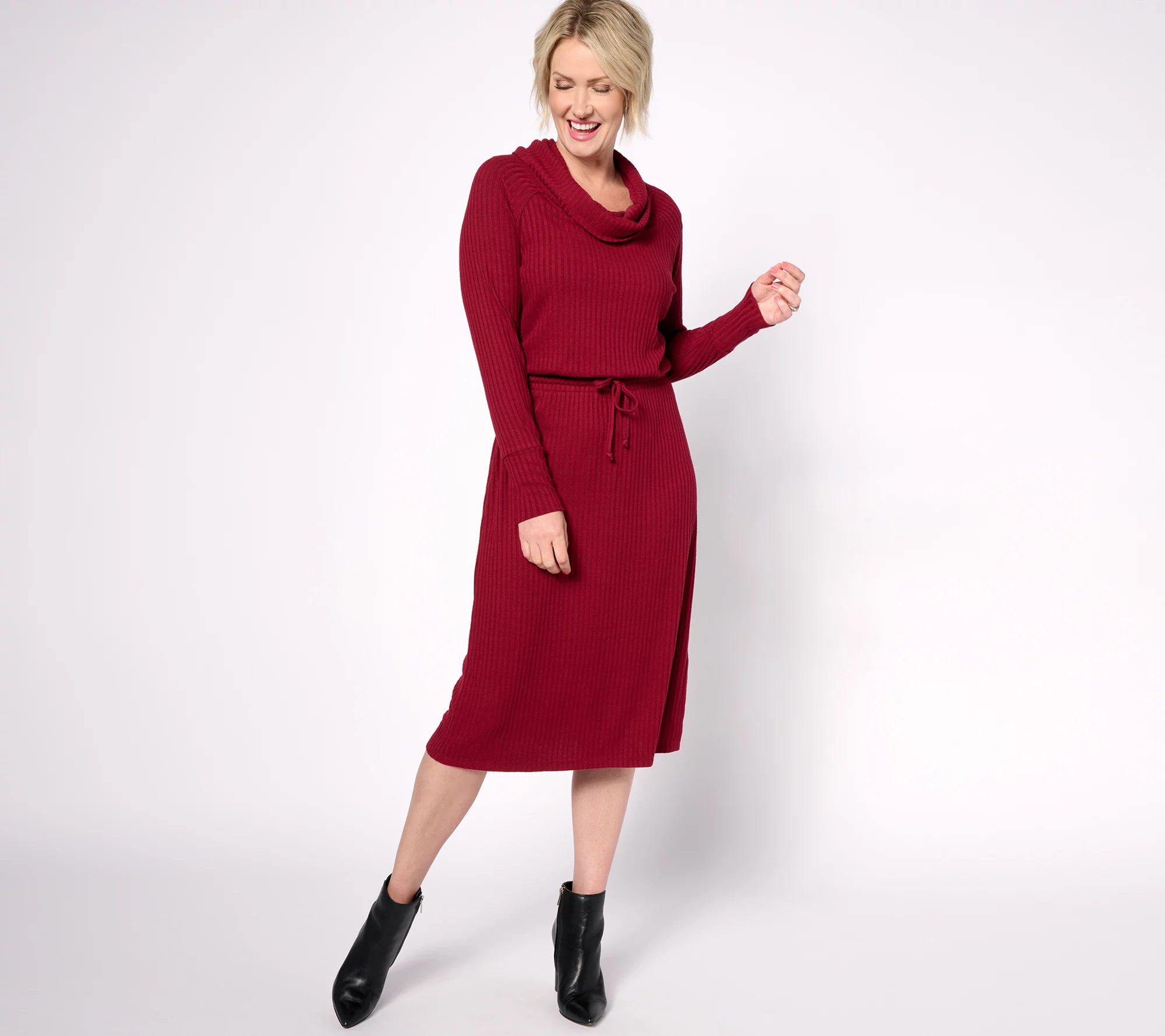 "As Is" AnyBody Regular Rib Knit Cowl Neck Dress