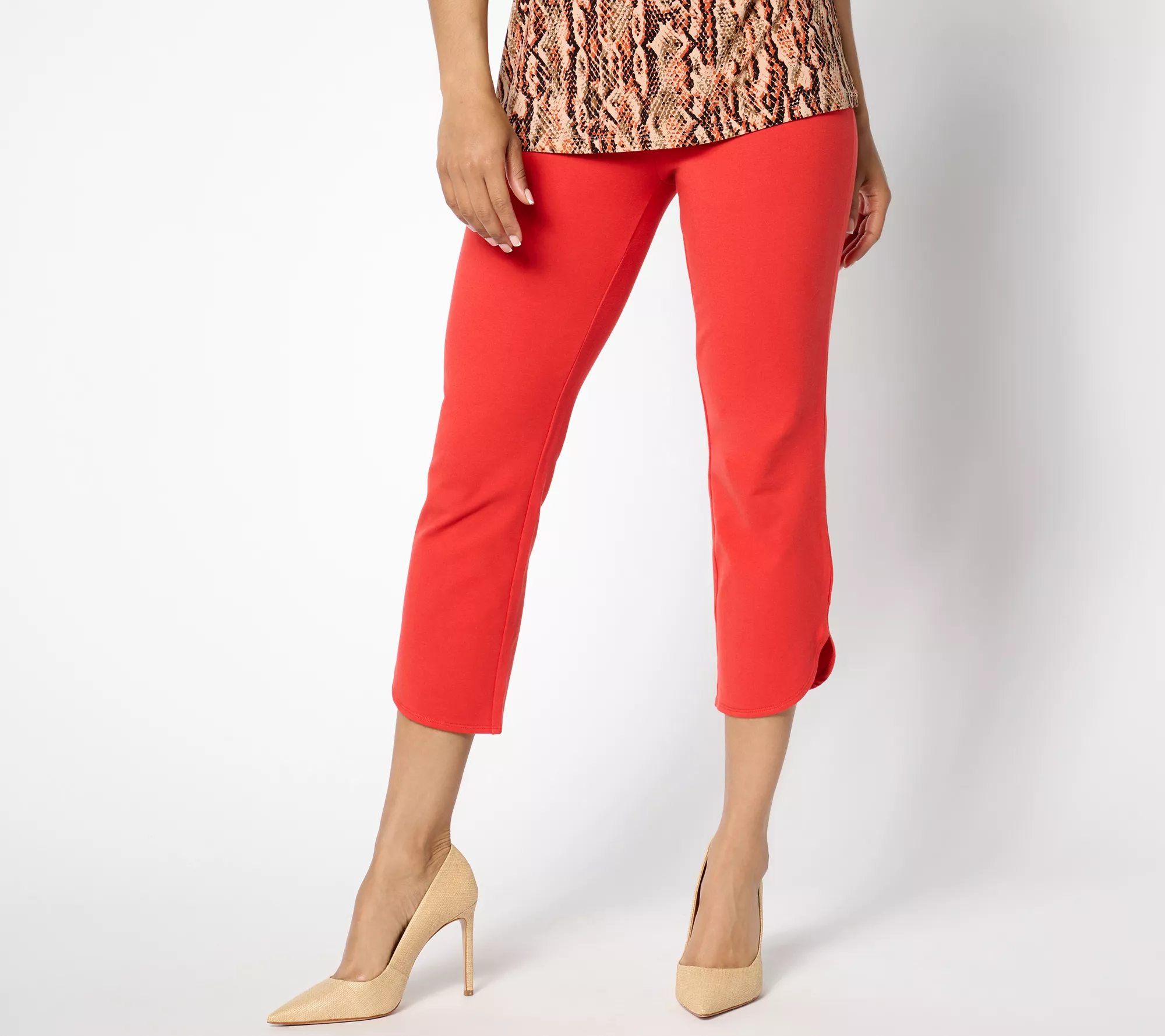 Women With Control Regular Tulip Hem Slim Crop Pants