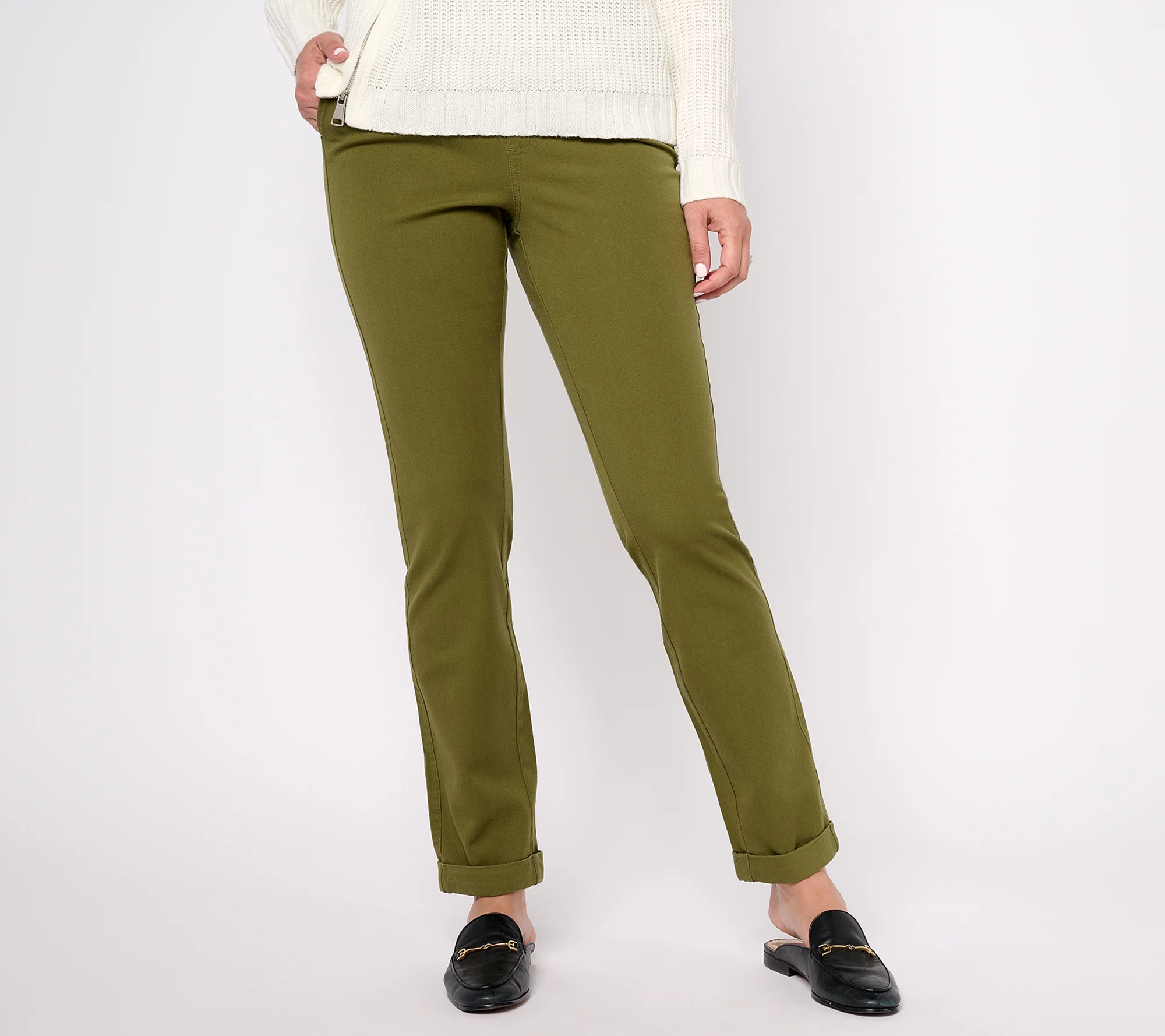 "As Is" AnyBody Petite Pull On All Stretch Twill Pant with Pockets