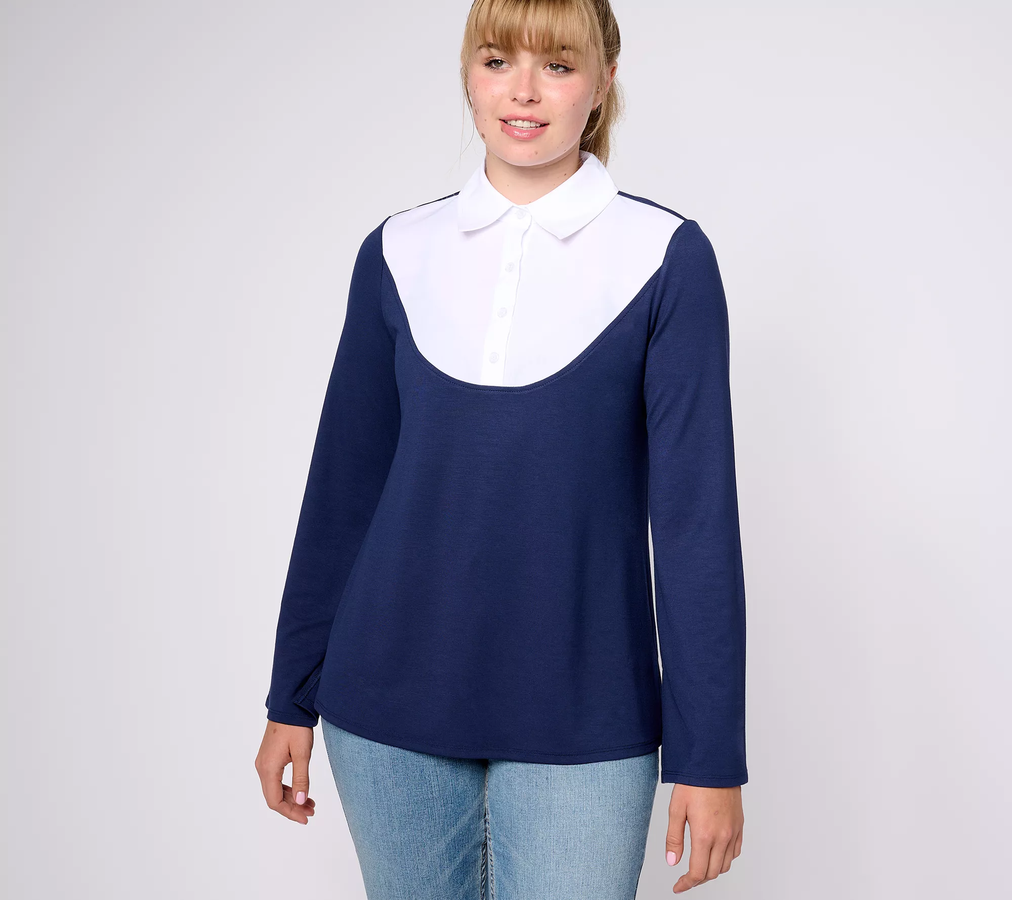 "As Is" Attitudes by Renee Finespun Jersey Yolk Front Tunic