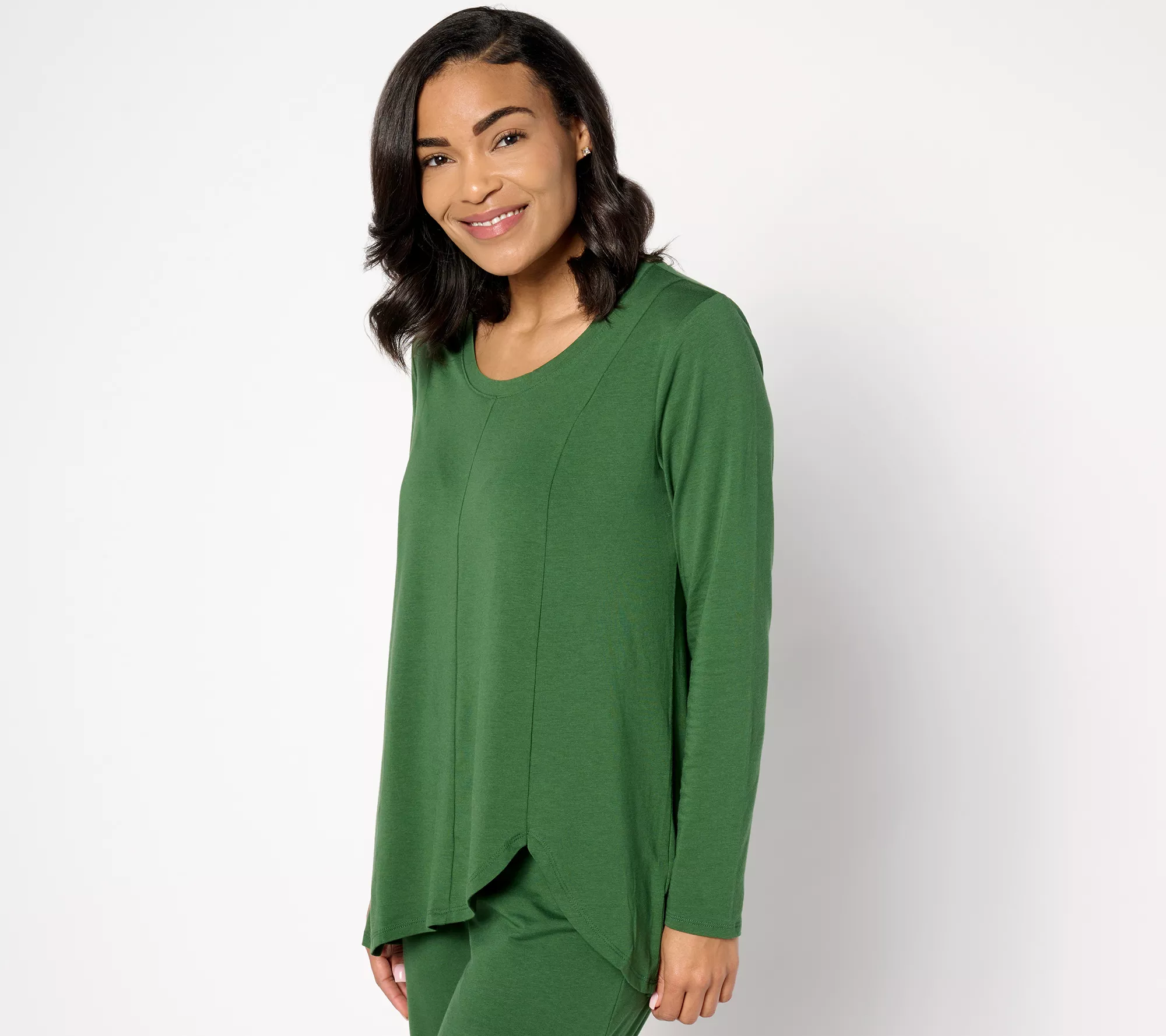 "As Is" AnyBody Lounge Cozy Knit Asymmetric Hem Tunic Top