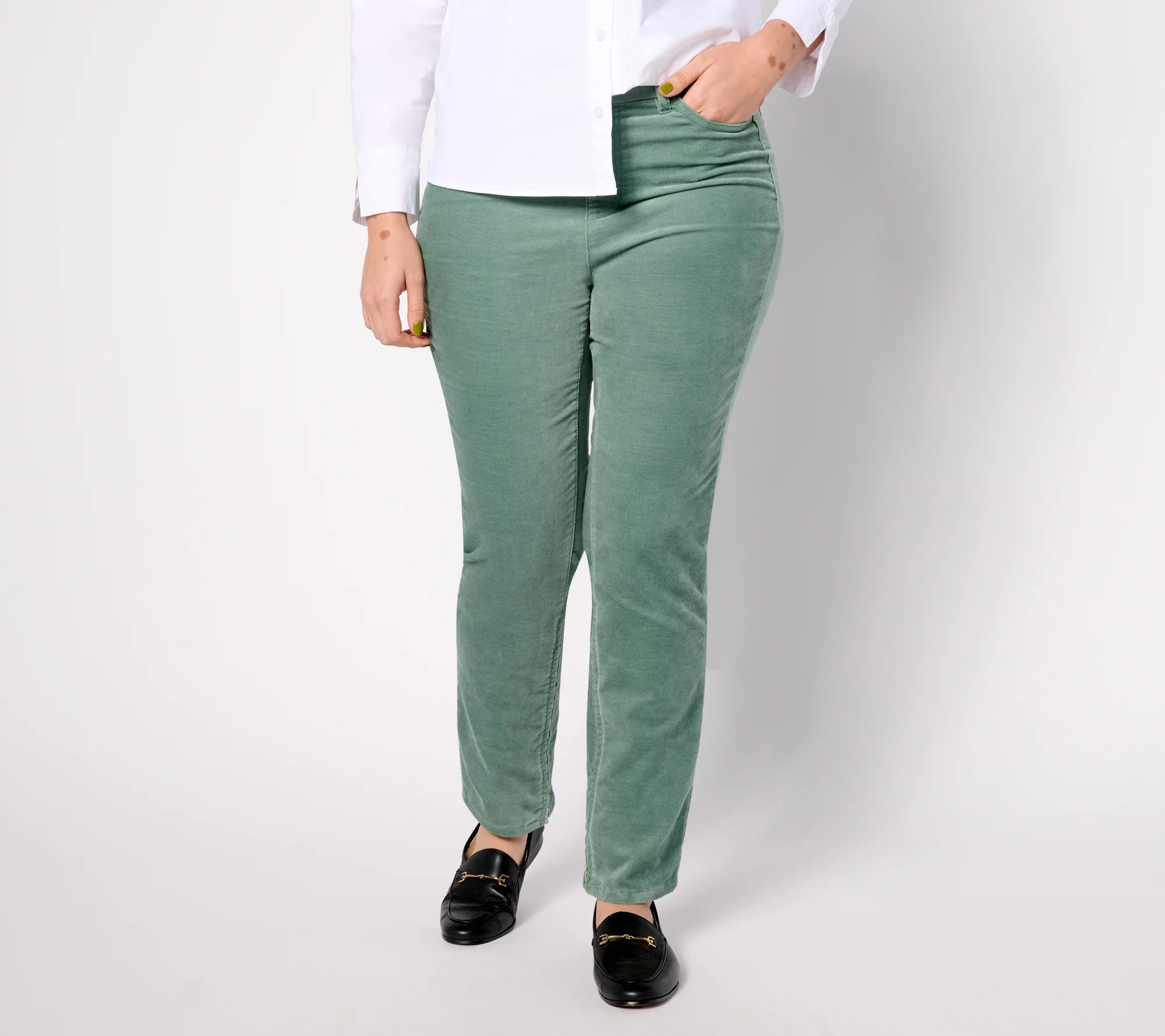 "As Is" Denim & Co. Adaptive Velveteen Ankle Pants