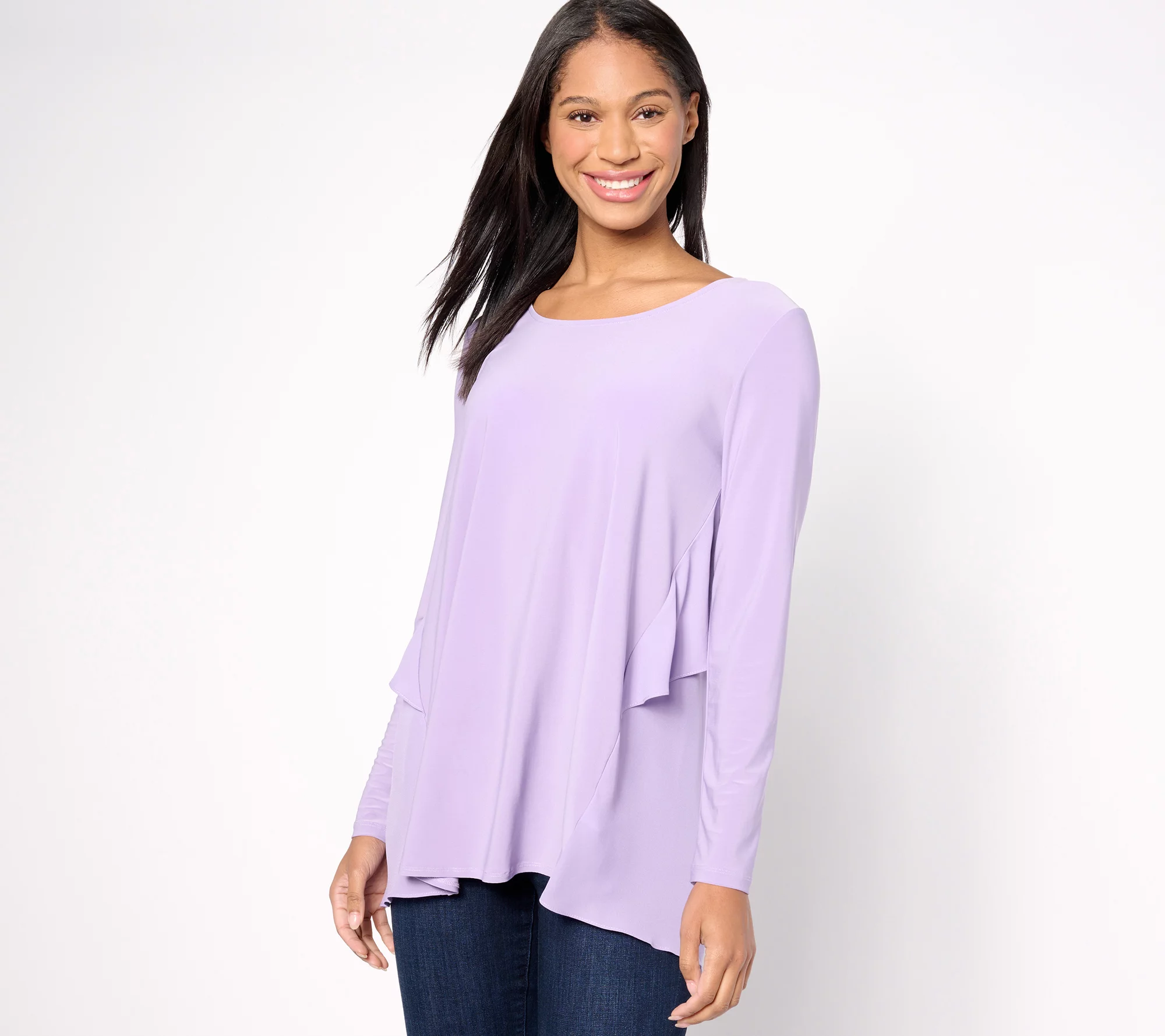 "As Is" Attitudes by Renee Knit Top with Georgette Flutter Back