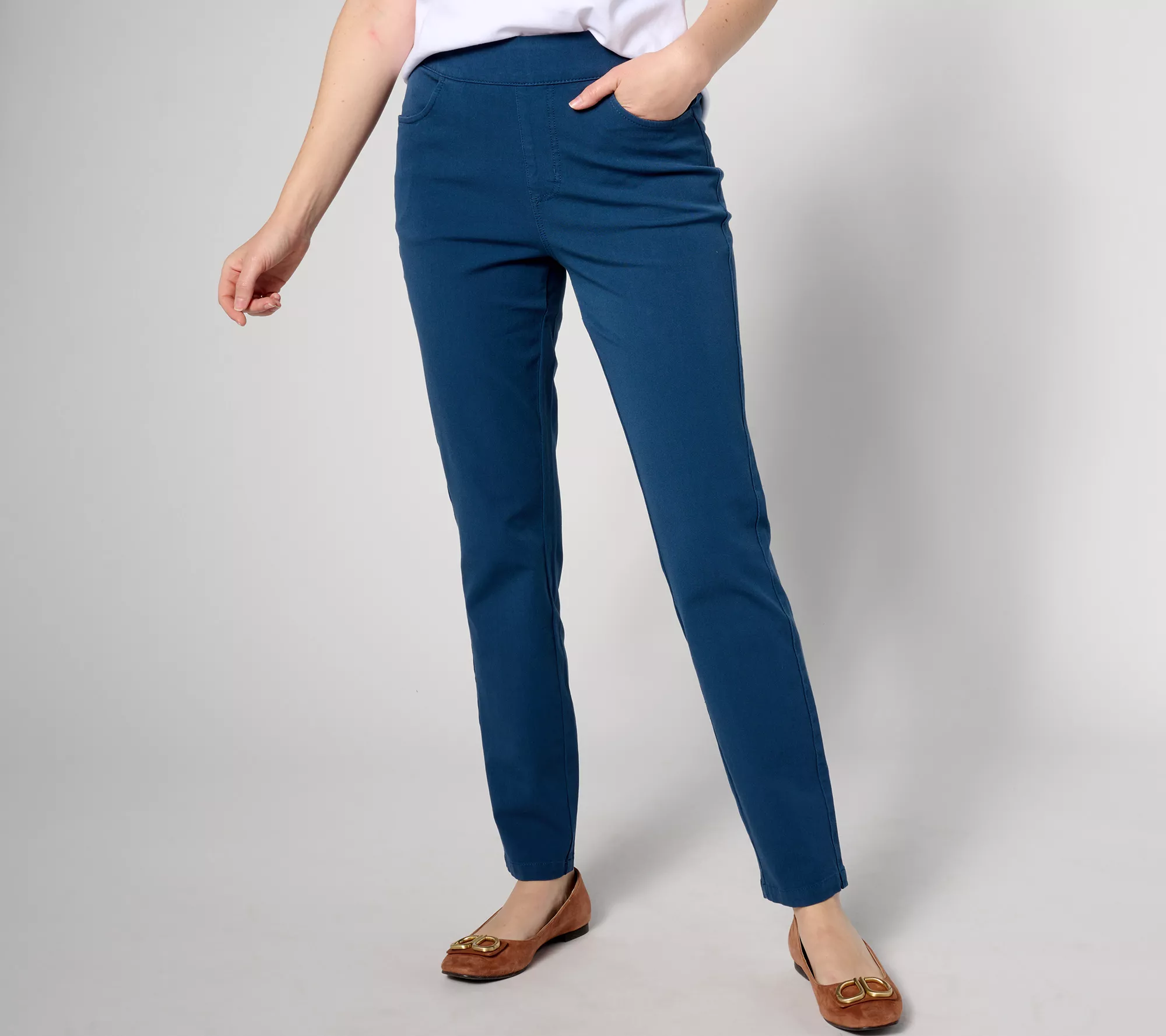 "As Is" AnyBody Petite Stretch Twill Slim Straight Pant