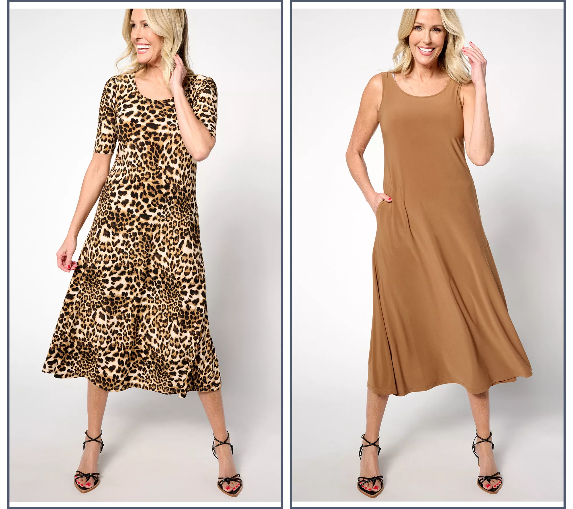 "As Is" Attitudes by Renee Regular Como Jersey S/2 Midi Dresses