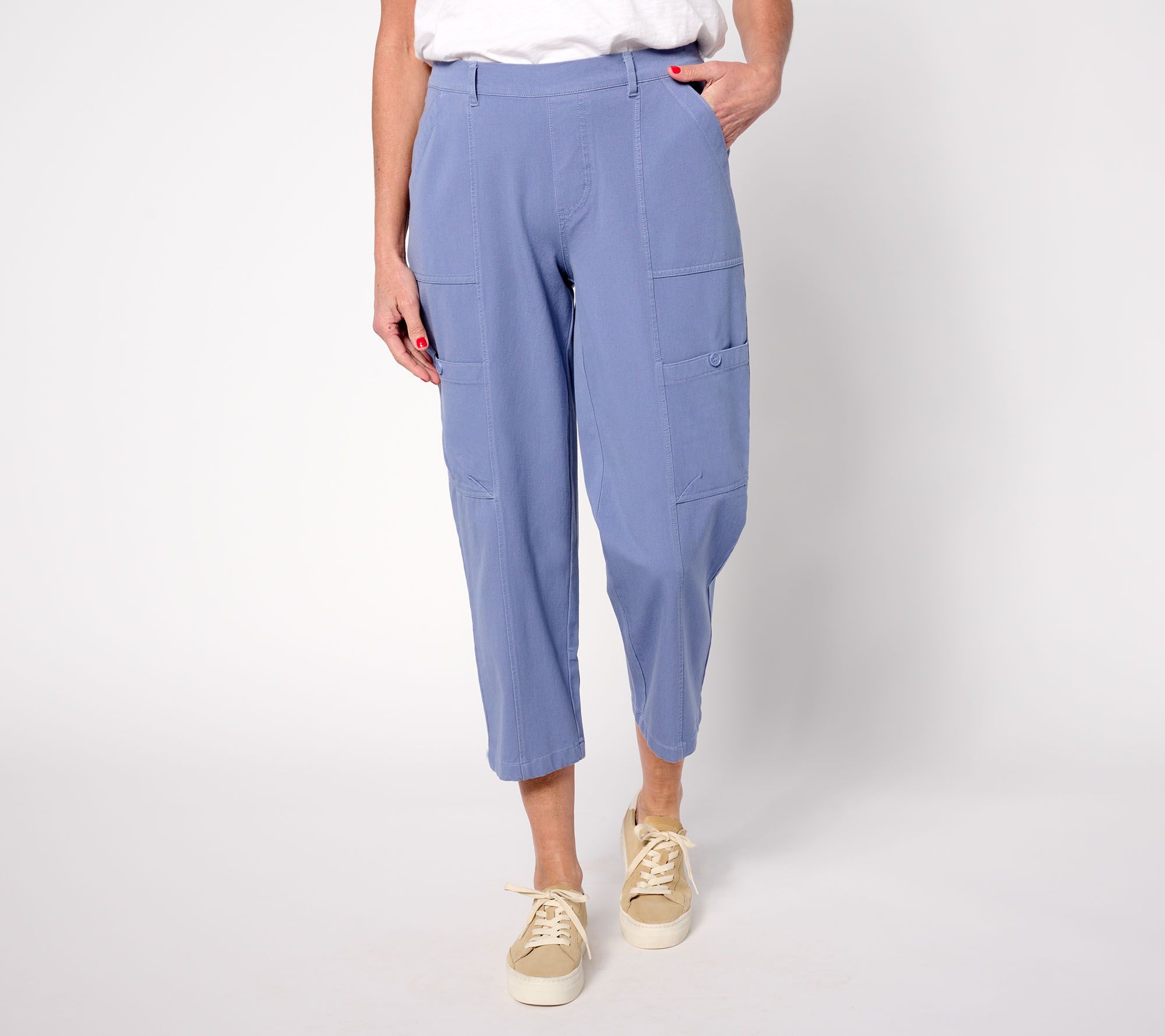 "As Is" AnyBody Petite All Stretch Twill Cropped Utility Pant