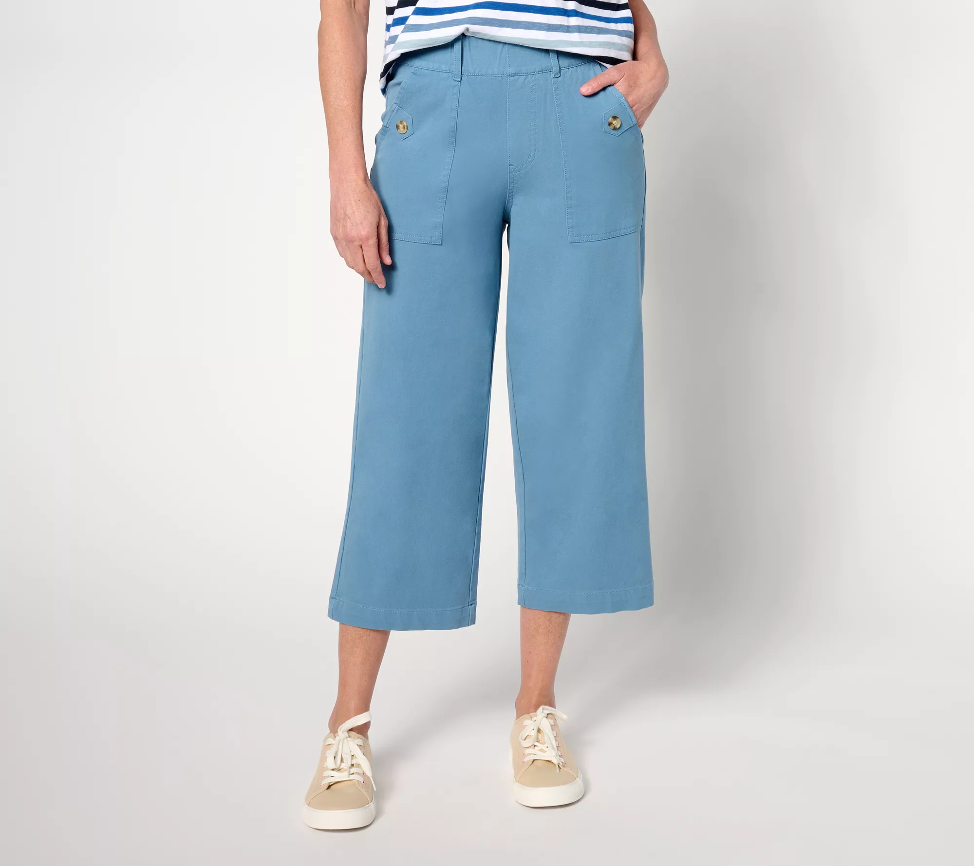 "As Is" AnyBody Regular All- Stretch Twill Cropped Pant