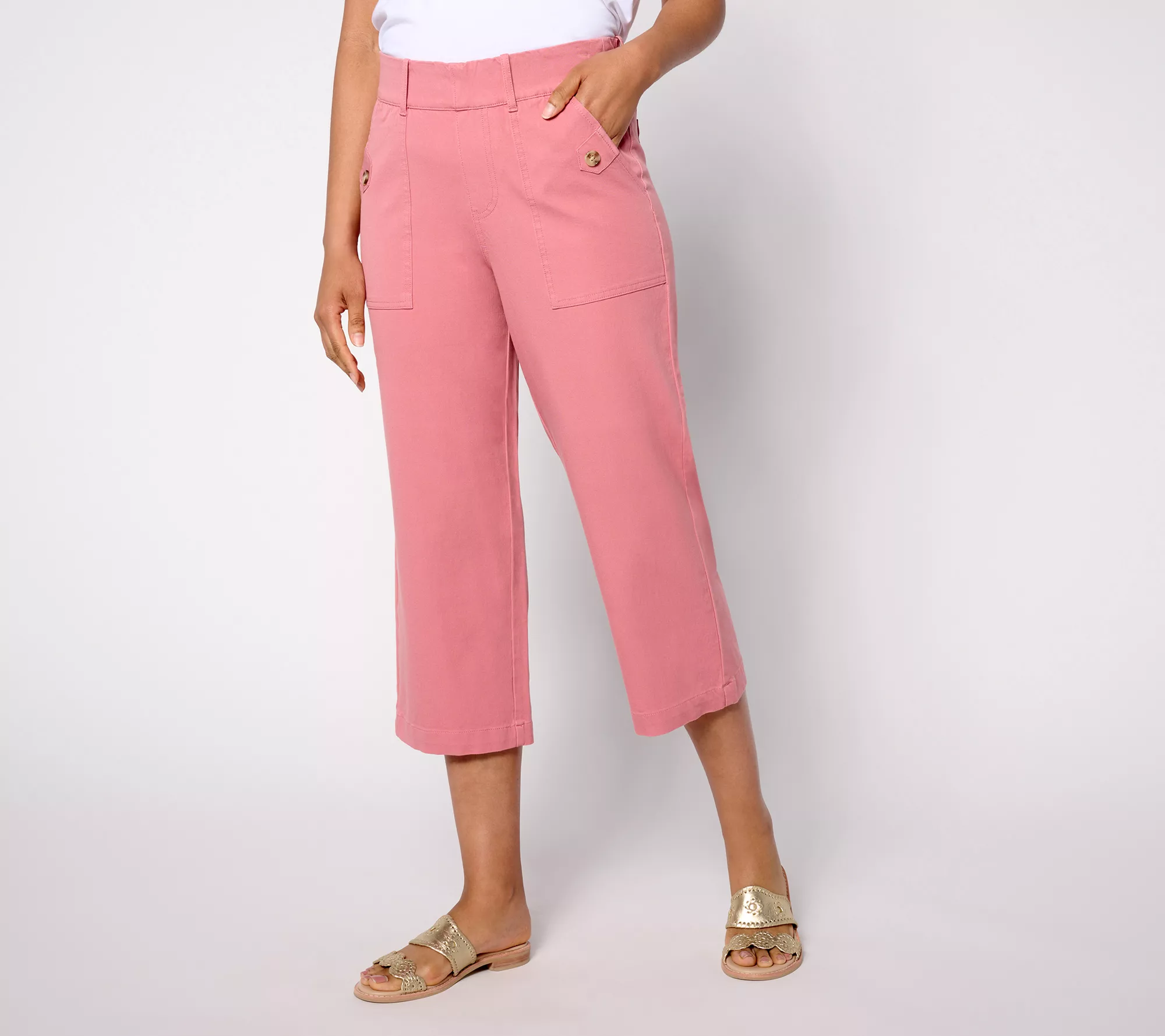 "As Is" AnyBody Petite All- Stretch Twill Cropped Pant