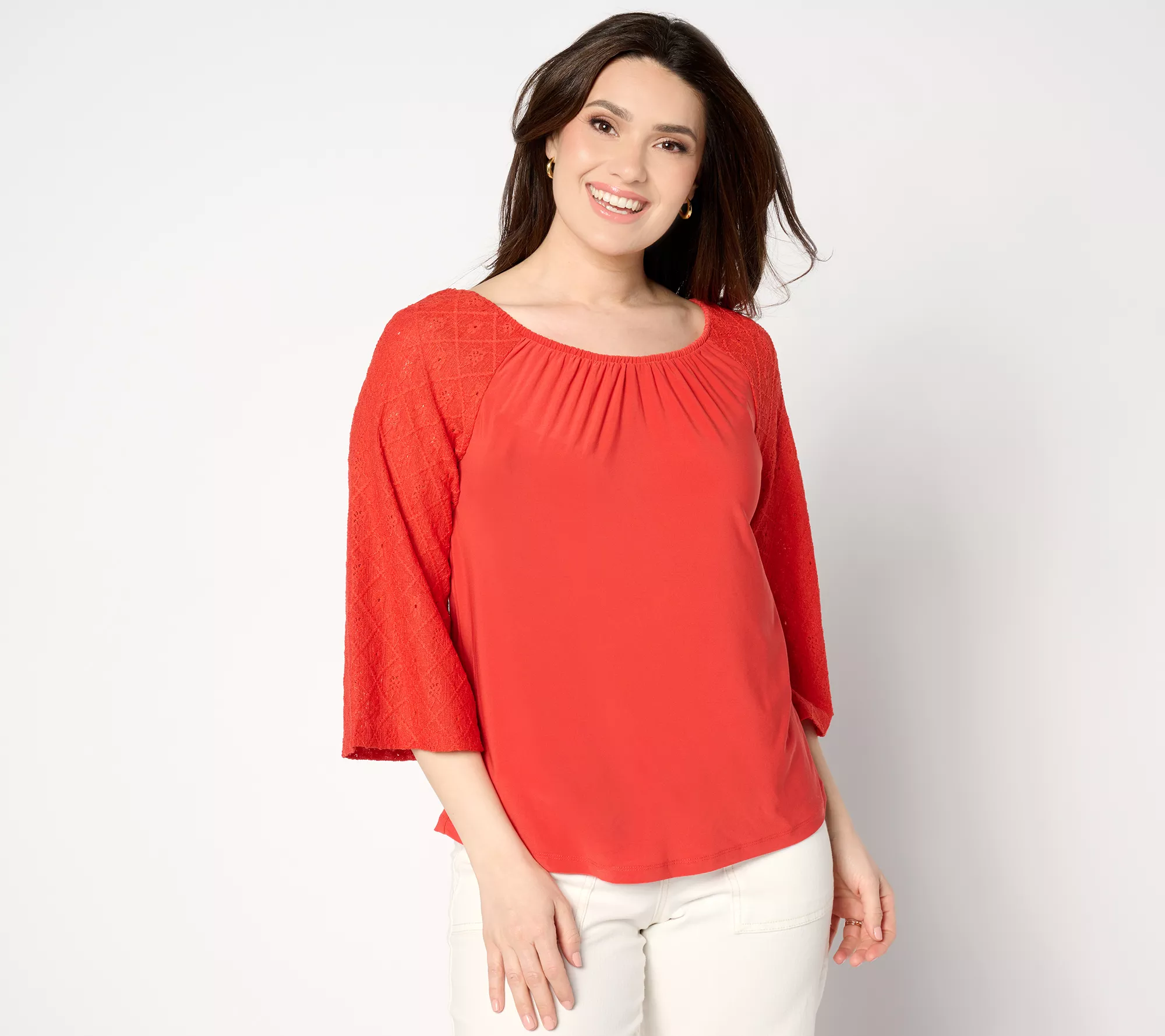 "As Is" Attitudes by Renee Como Jersey Convert Eyelet Top