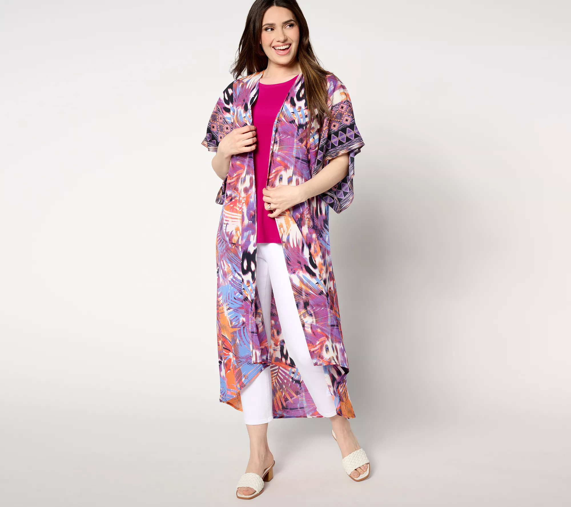 "As Is" Attitudes by Renee Petite Border Print Duster