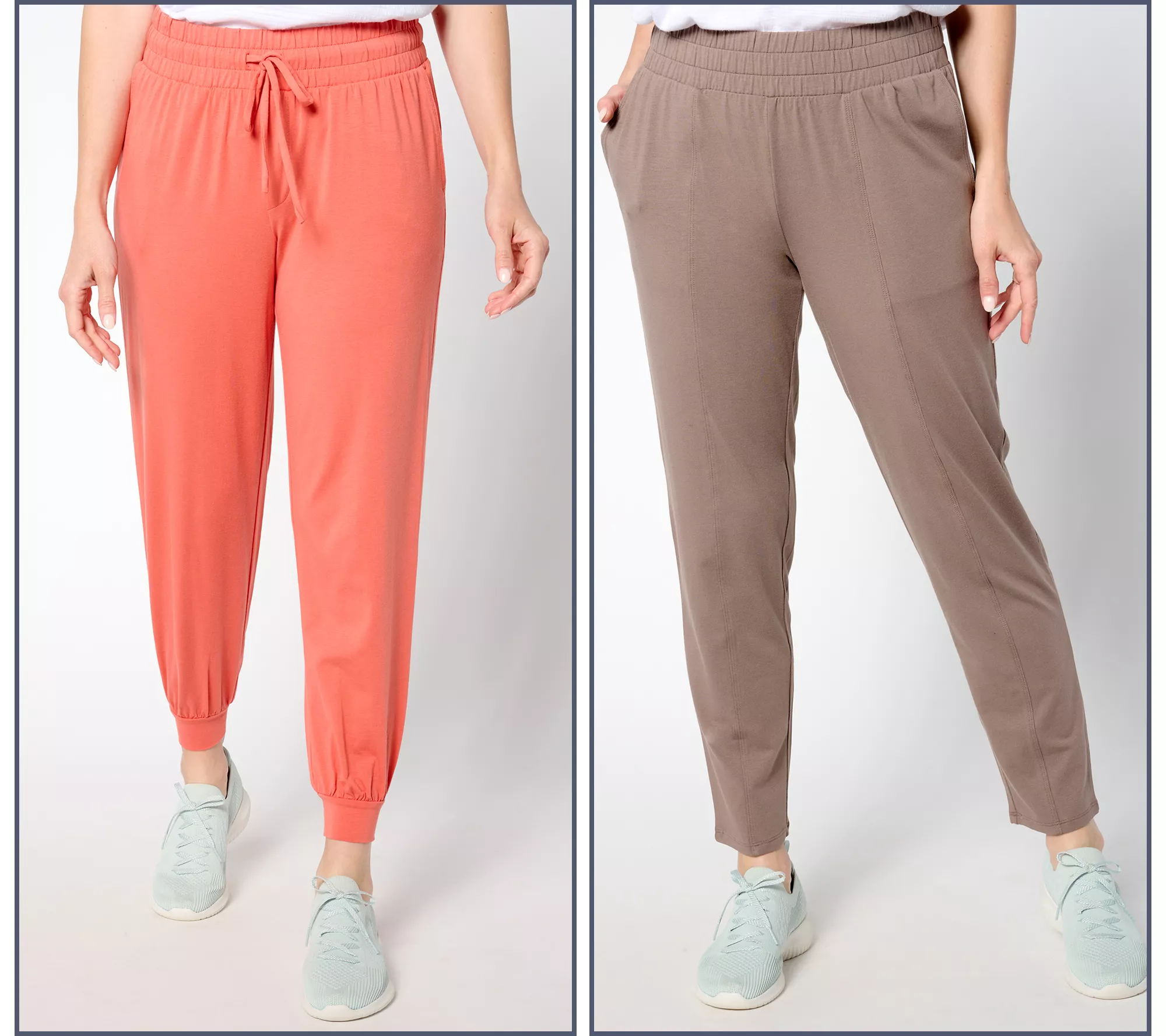 "As Is" AnyBody Regular Set of 2 Cozy Knit Jogger and Tapered Pants