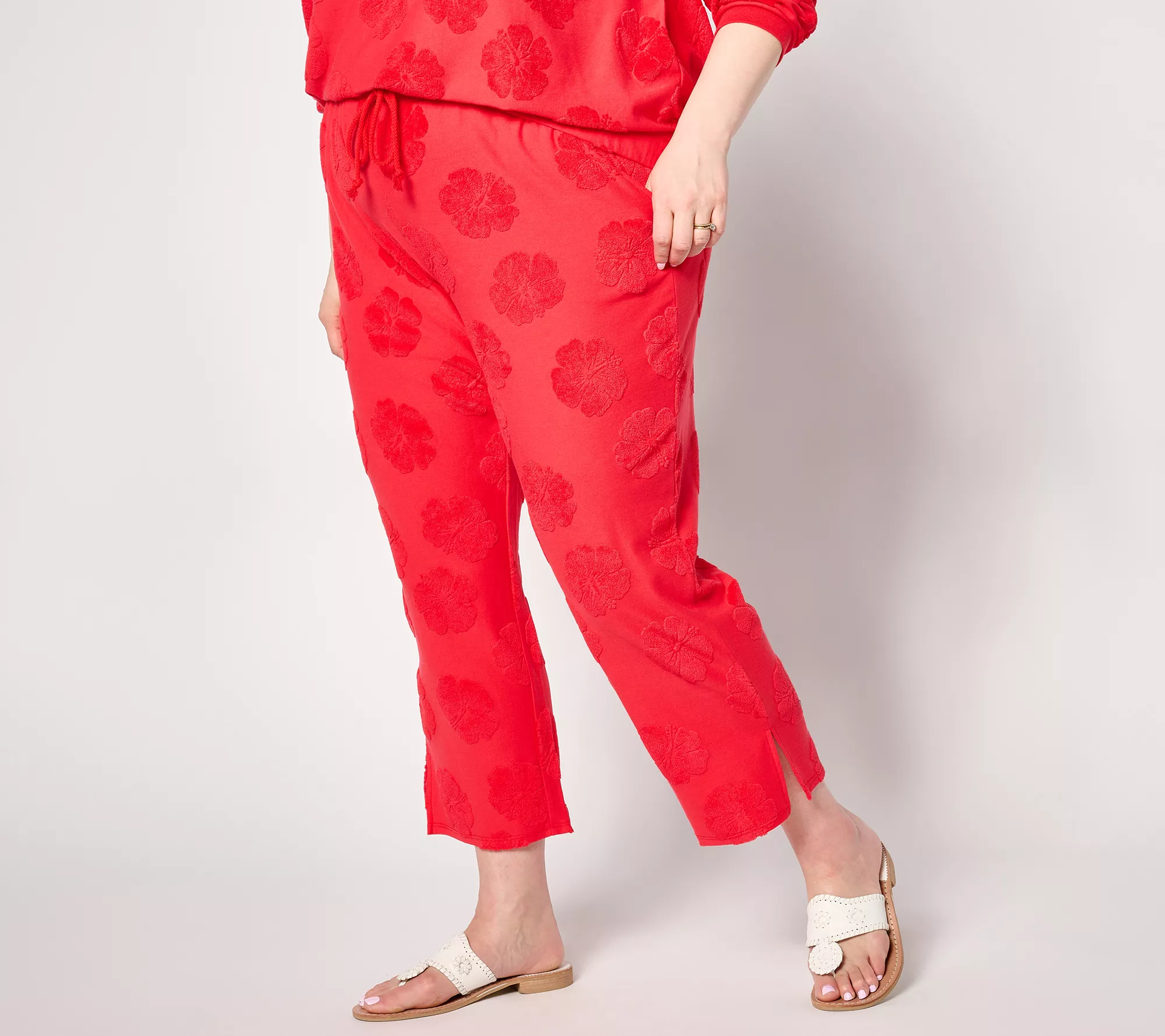 "As Is" AnyBody Lounge Regular Jacquard French Terry Cropped Pant