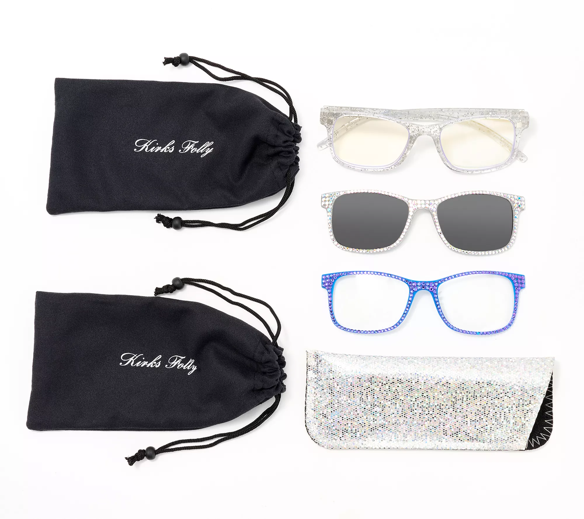 "As Is" Kirks Folly Glitter Readers with Sunglasses 3-3.5