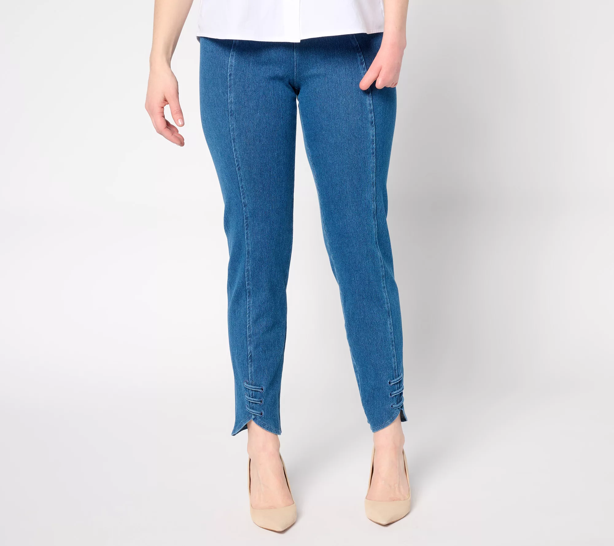 Women with Control Prime Stretch Denim Petite Slim Leg Pants