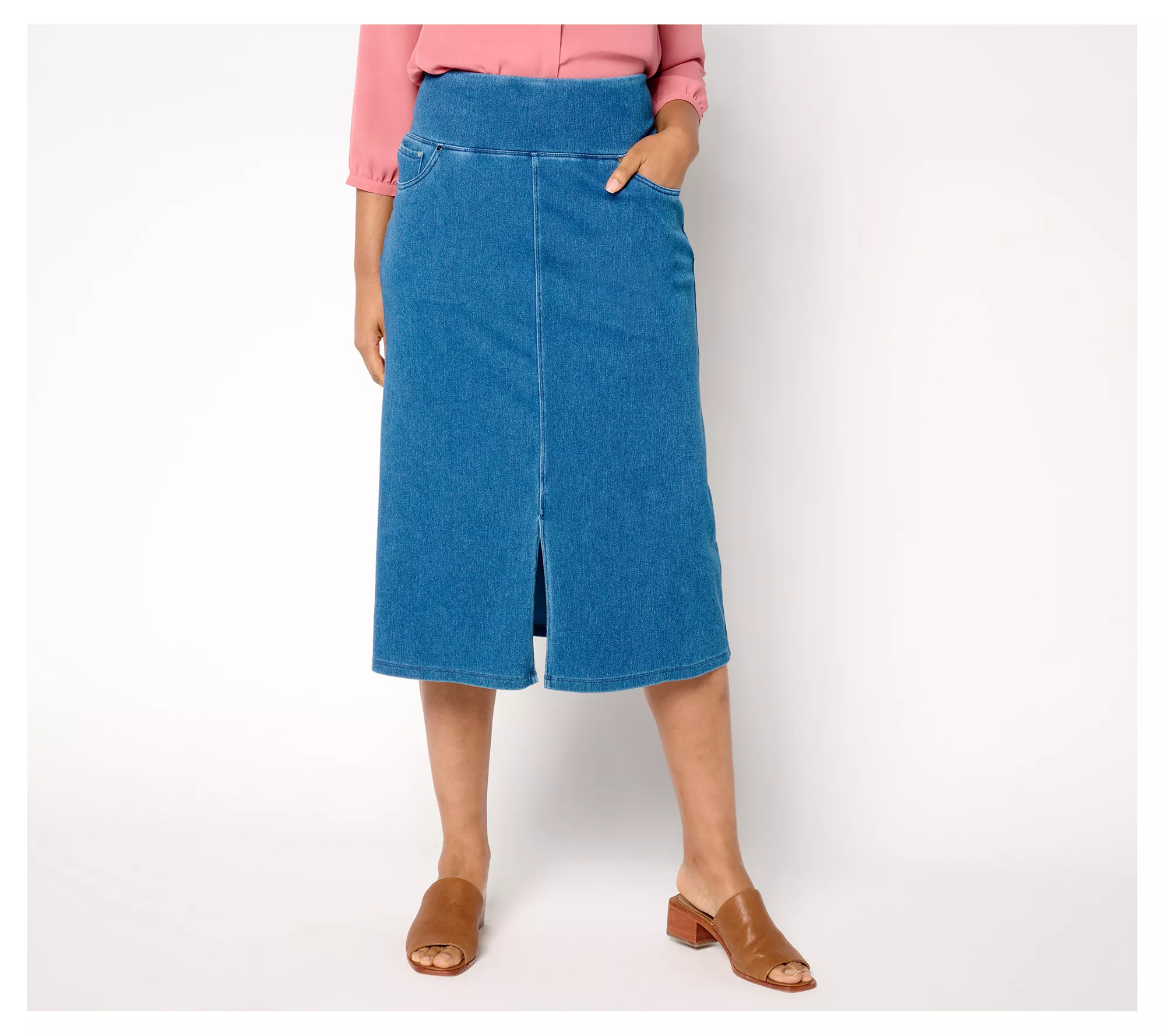 Women with Control Prime Stretch 2 Denim Regular Midi Skirt