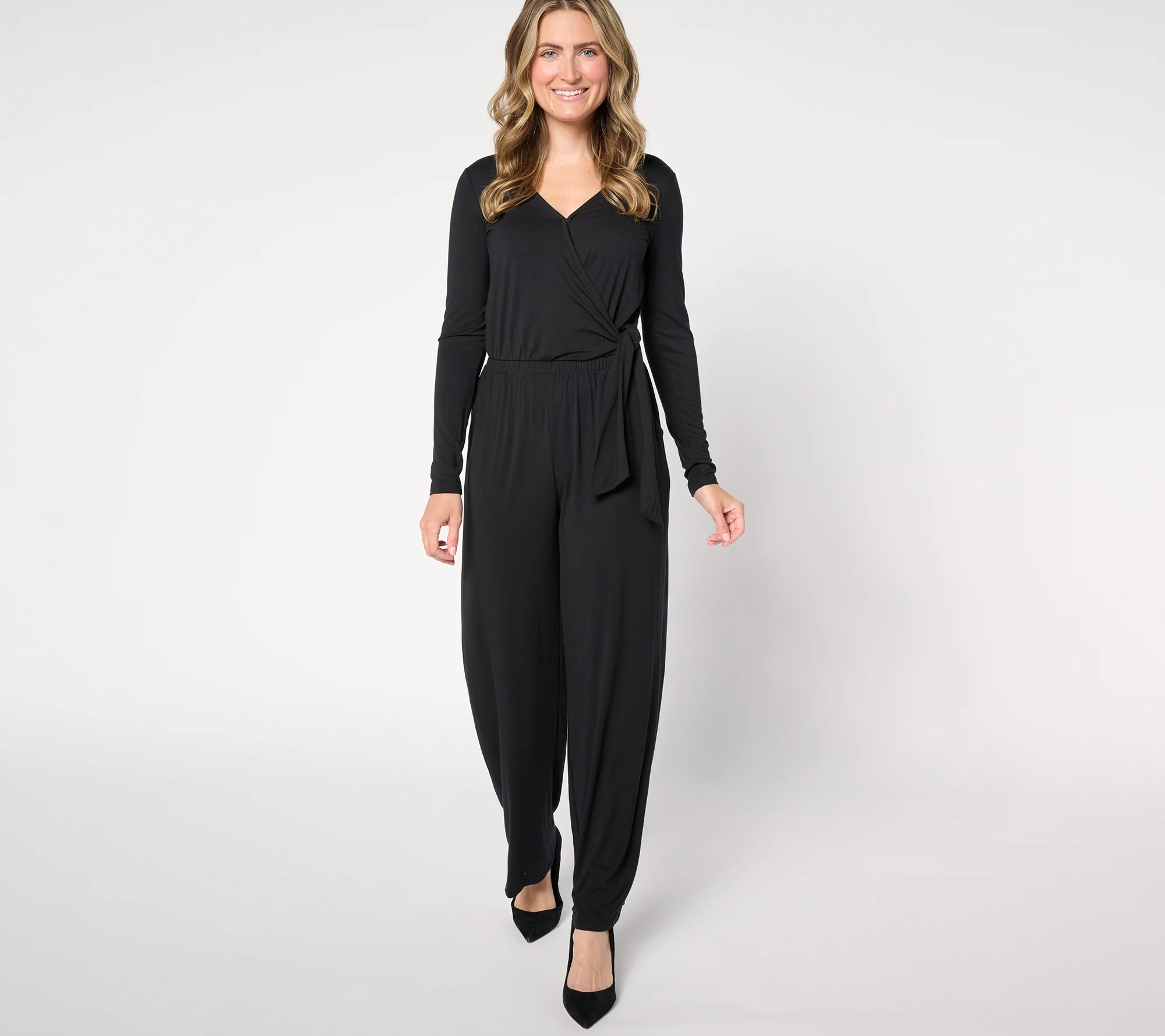 "As Is" Attitudes by Renee Petite Knit Wrap Jumpsuit