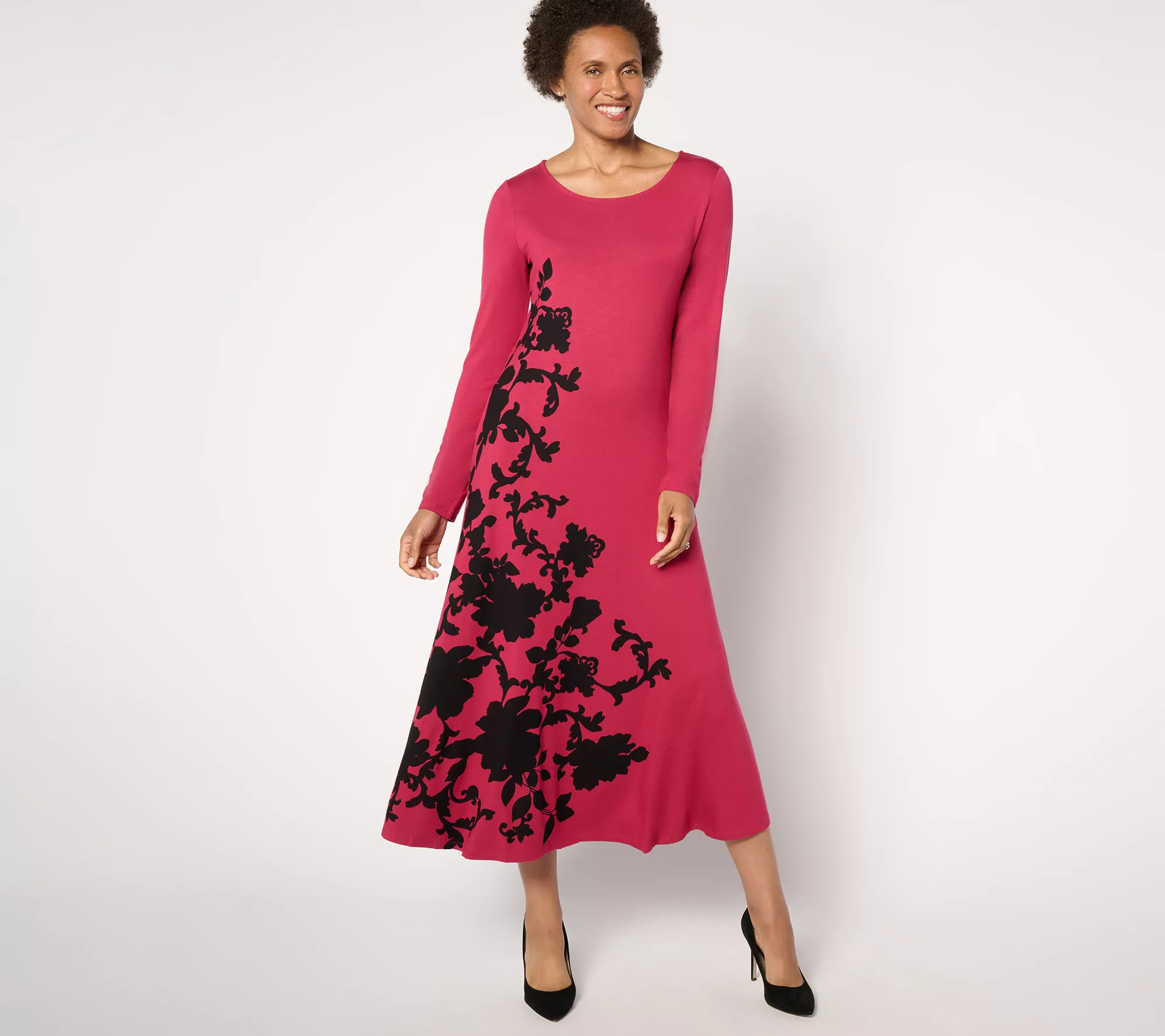 "As Is" Attitudes by Renee Petite Knit Placed Floral Dress