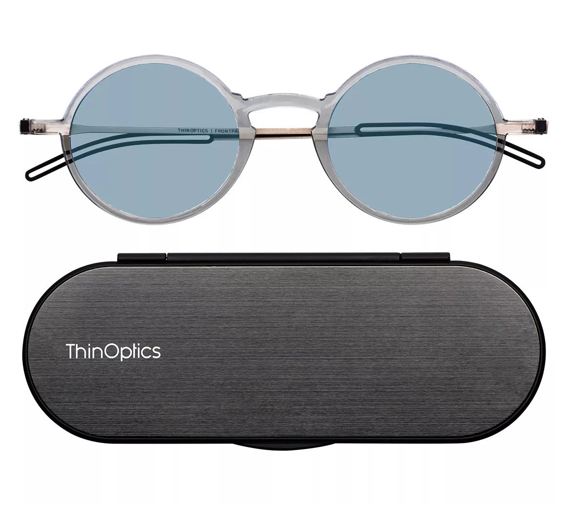 ThinOptics Blue Light Manhattan Round Readers with Case