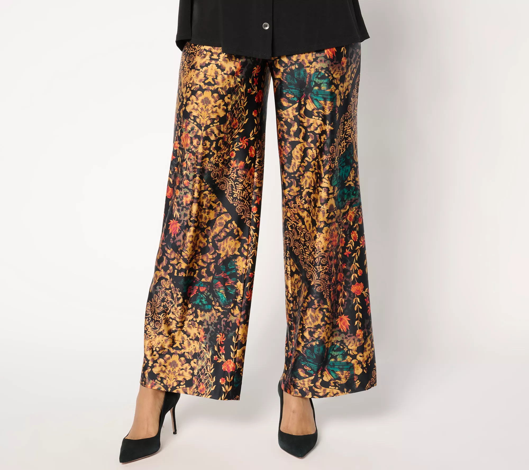 "As Is" Attitudes by Renee Petite Fluid Satin Pull On Pants