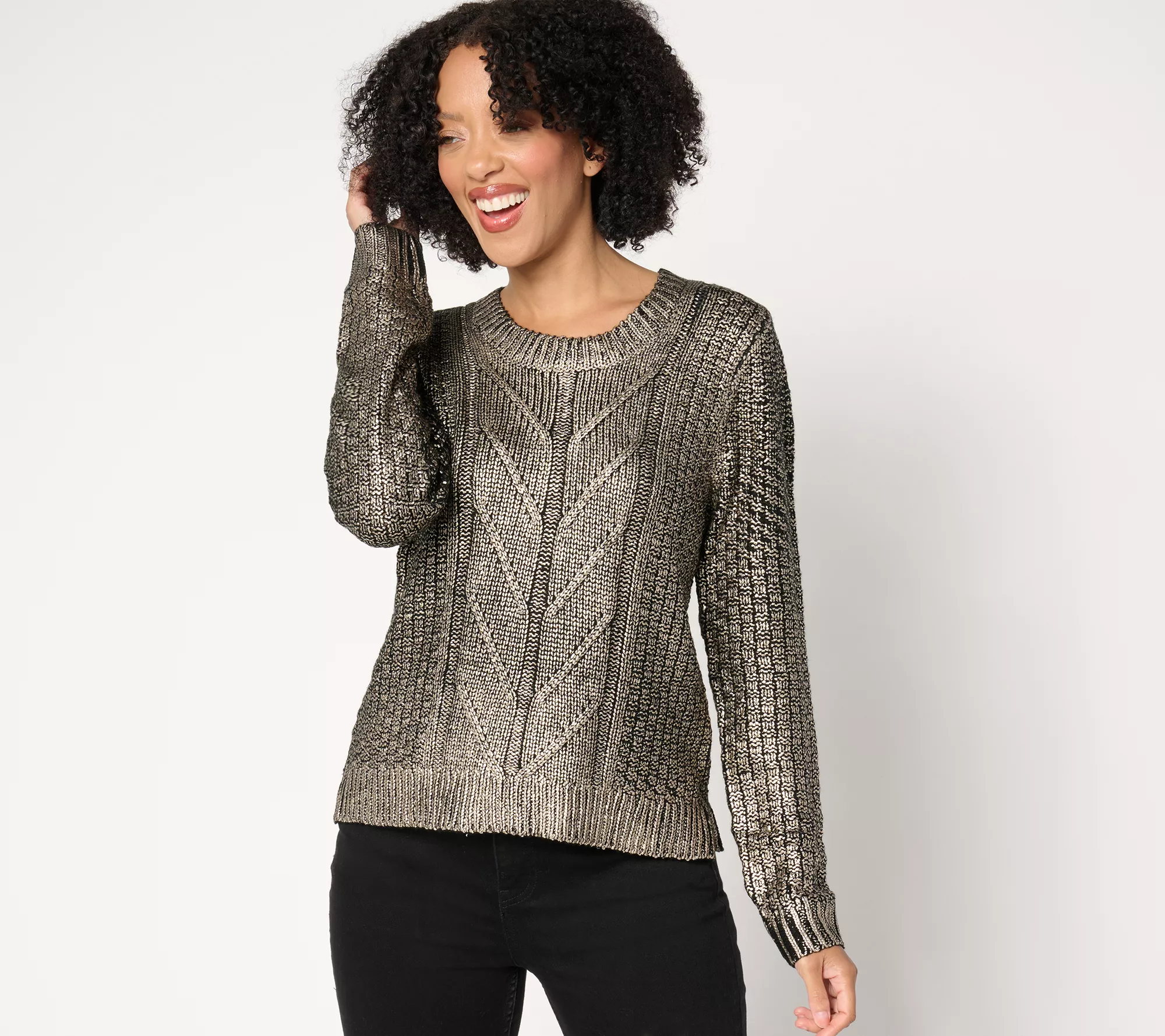 "As Is" Attitudes by Renee Metallic Cable Sweater