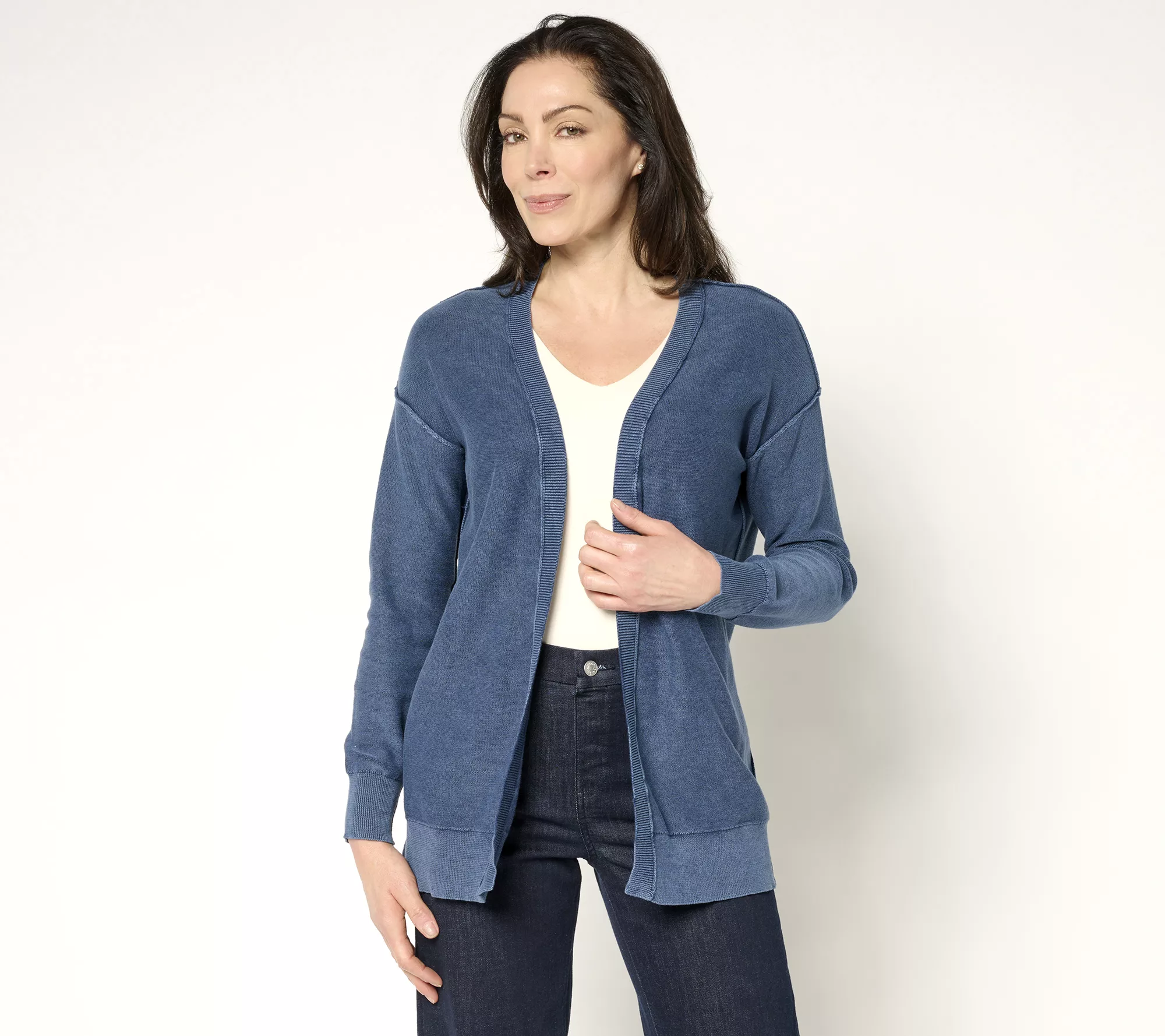 "As Is" Attitudes by Renee Open Front Cardigan w/ Wash Effect