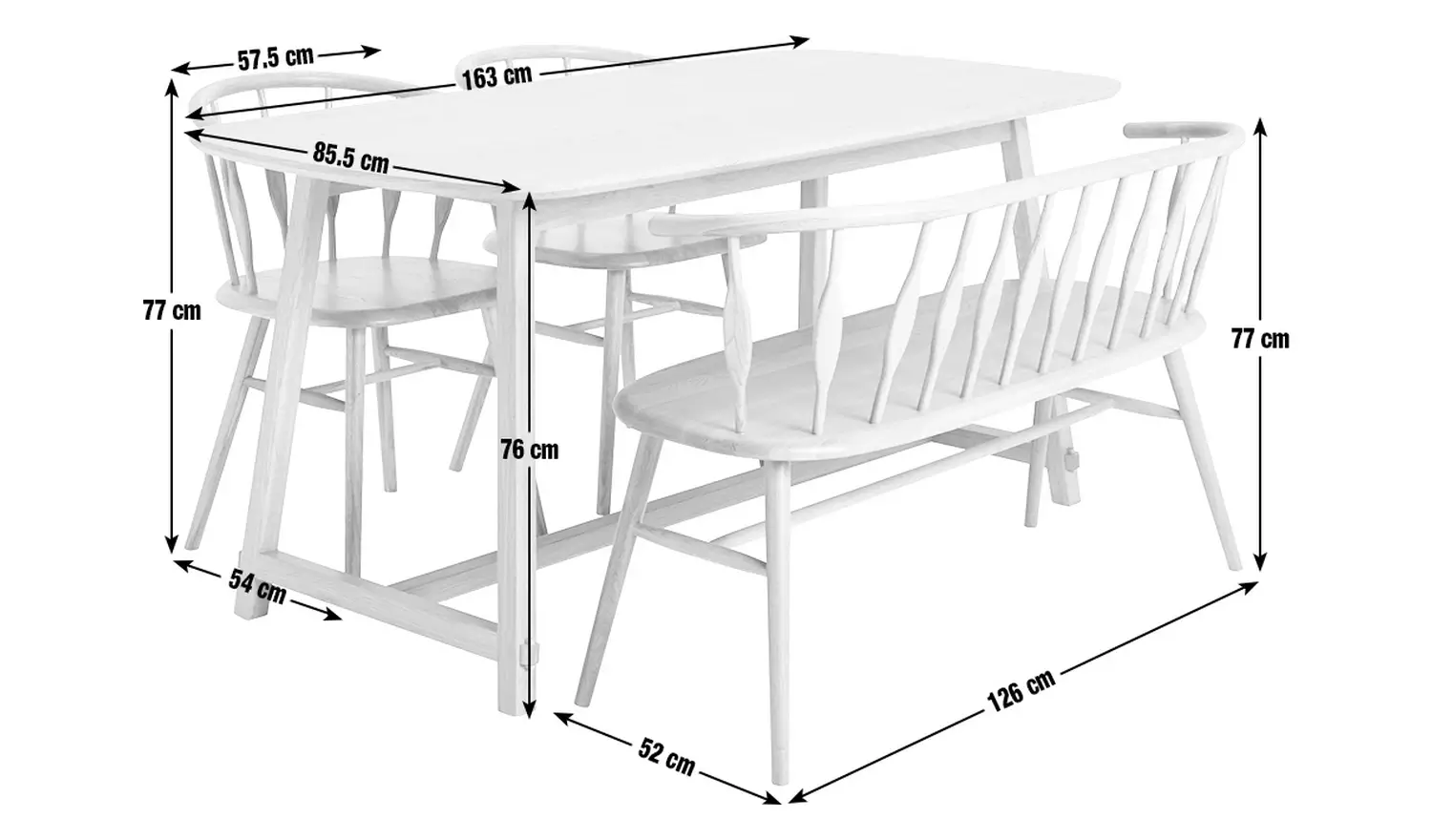Habitat x Morris & Co. Black Dining Table,Bench & 2 Chairs