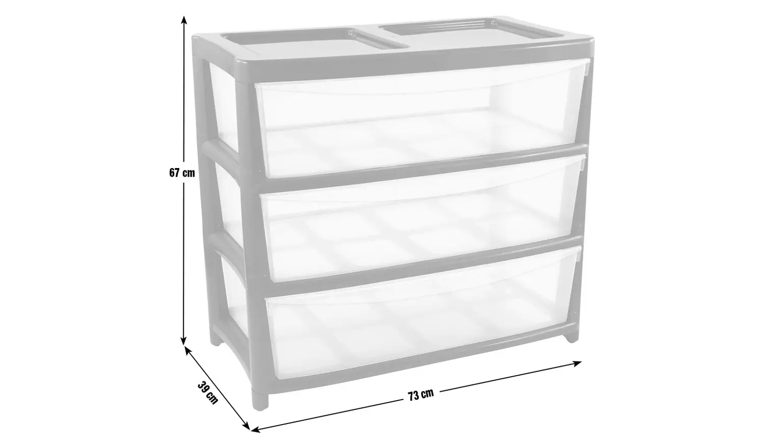 Argos Home 3 Drawer Extra Wide Gloss Plastic Drawers - Black