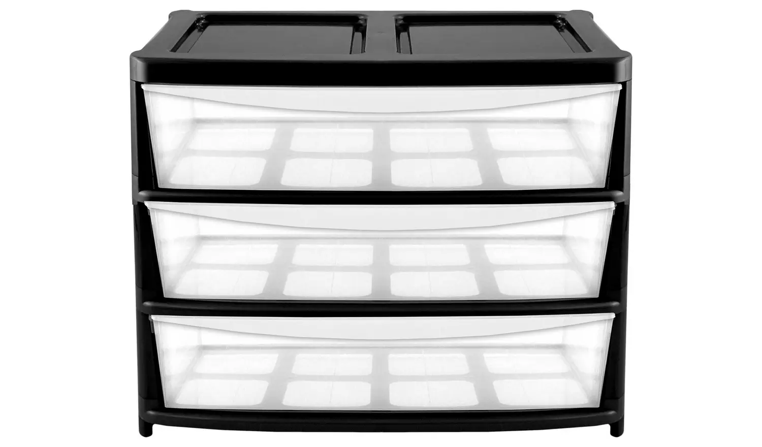 Argos Home 3 Drawer Extra Wide Gloss Plastic Drawers - Black