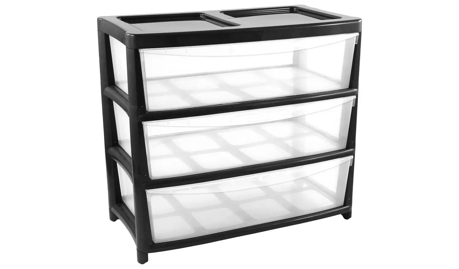Argos Home 3 Drawer Extra Wide Gloss Plastic Drawers - Black