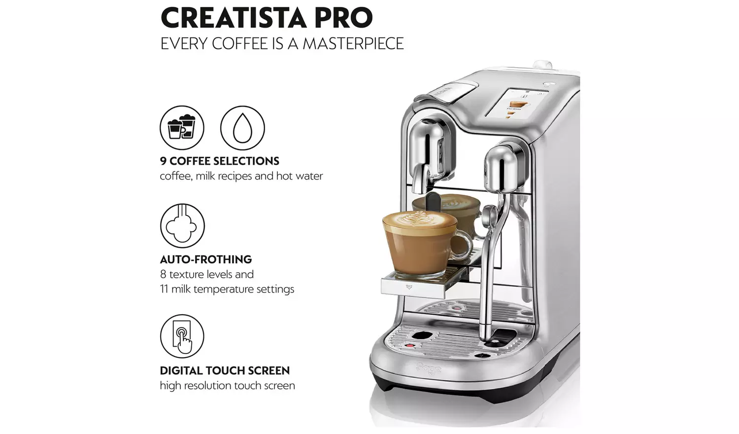 Sage Nespresso Pro Pod Coffee Machine - Stainless Steel