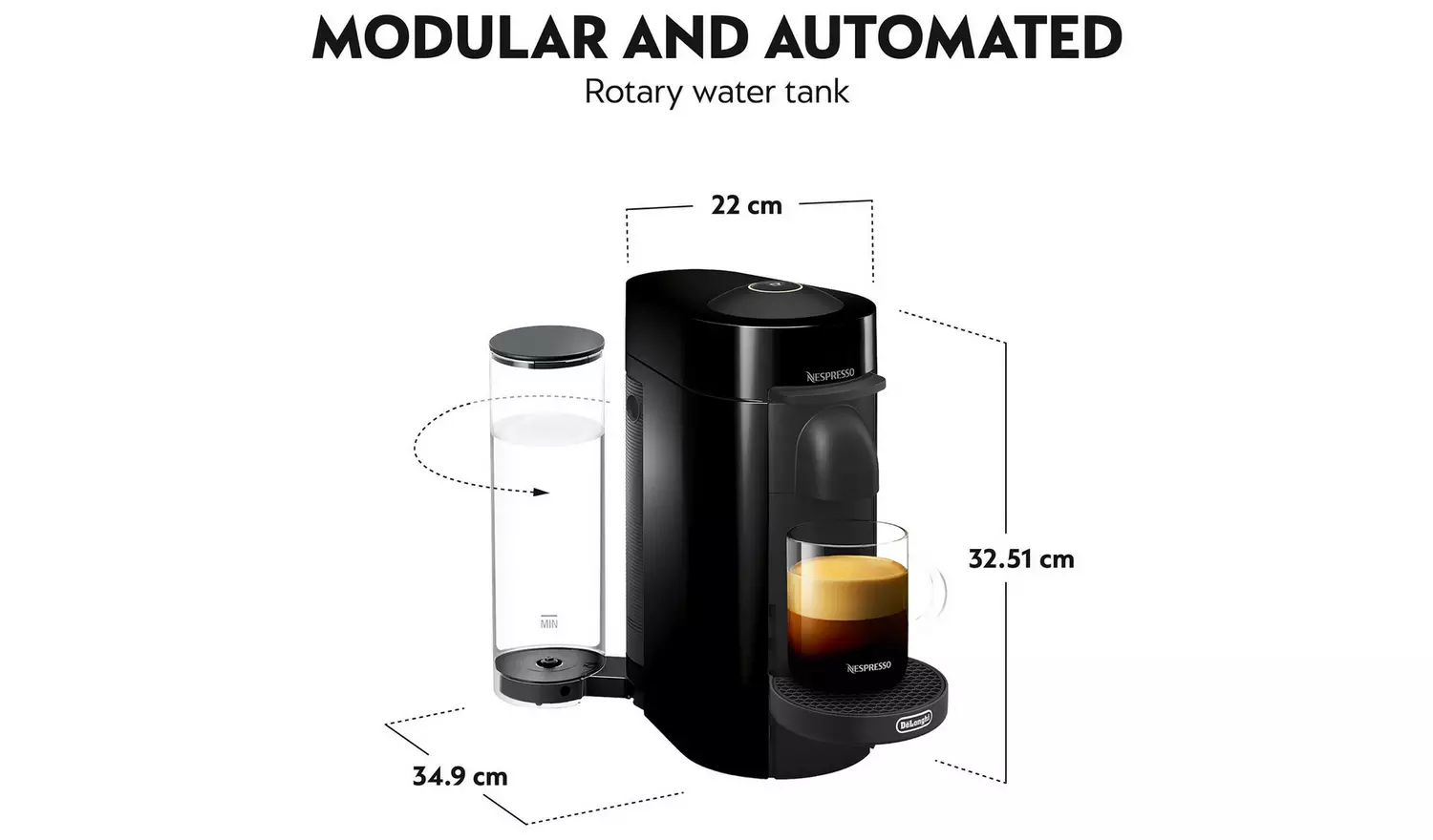 Nespresso Vertuo Plus by De'Longhi Pod Coffee Machine Black