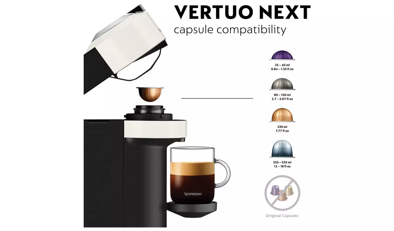 Nespresso Vertuo Next by De'Longhi Pod Coffee Machine-White